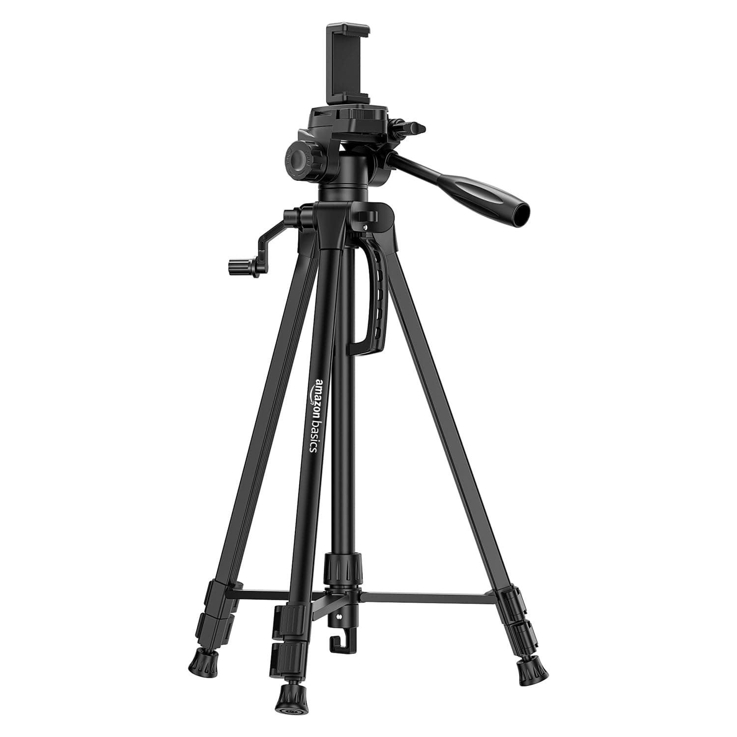 Amazon Basics 60 Inch Tripod for DSLR, Camera | Operating Height: 4.58 Ft. | Maximum Load Capacity up to 4.5kg | Portable Lightweight Aluminium Tripod with 360° Ball Head | Carry Bag Included (Black)