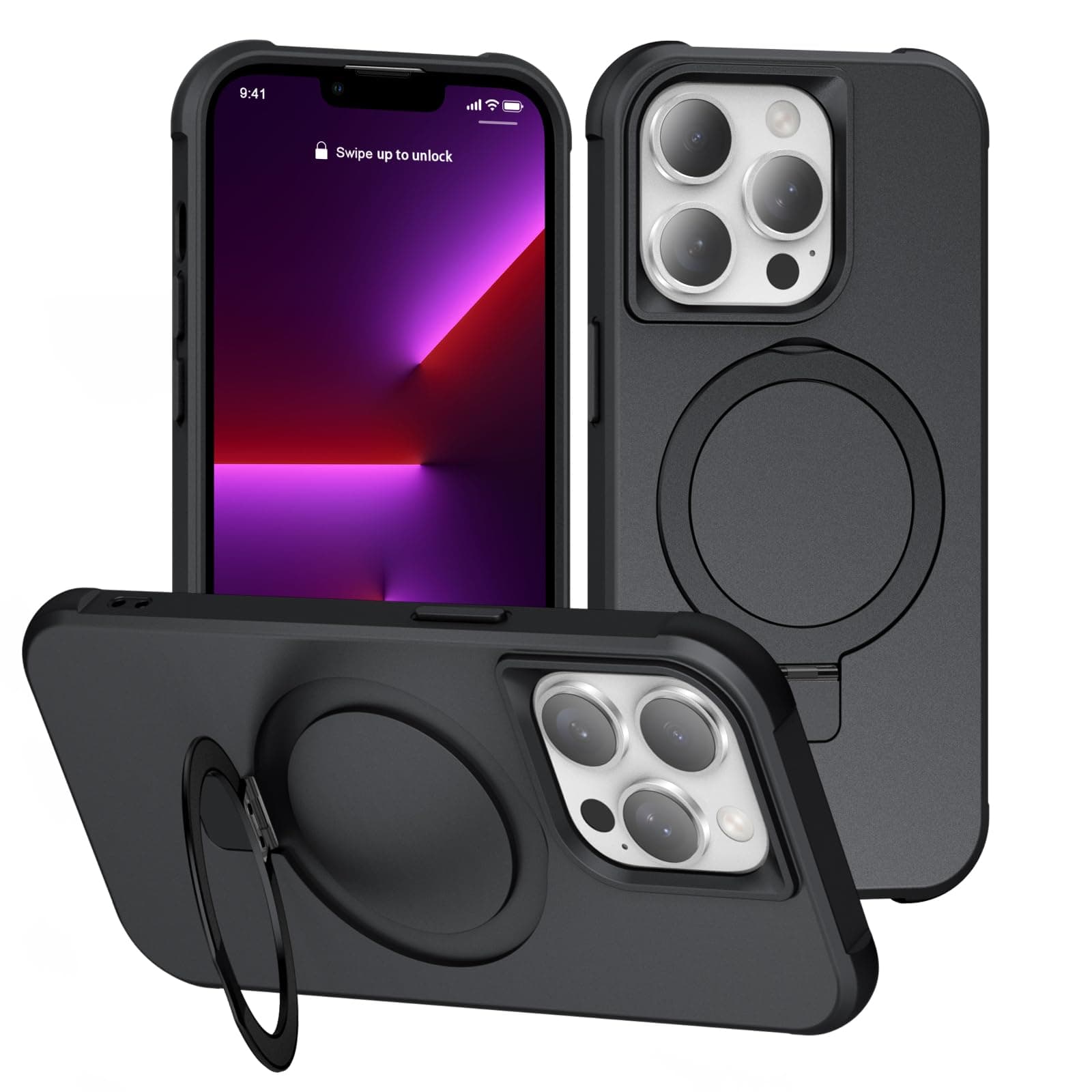 TIANLI Designed for iPhone 11 Pro Max Case with Magnetic Invisible Ring Stand [Compatible with Mag-Safe] [Military Drop Protection] Anti-Slip Cover for iPhone 11 Pro Max 6.5 Inch,Black