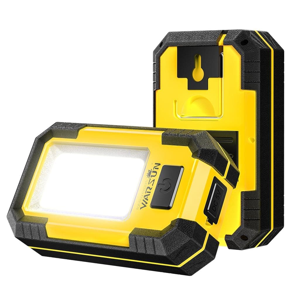 2 PC Portable LED Rechargeable Work Light,Magnetic Base & Hanging Hook, 30W 1200Lumens Super Bright, 5000K, for Car Repairing,Camping,Hiking,Backpacking,Fishing,Hurricane, Yellow