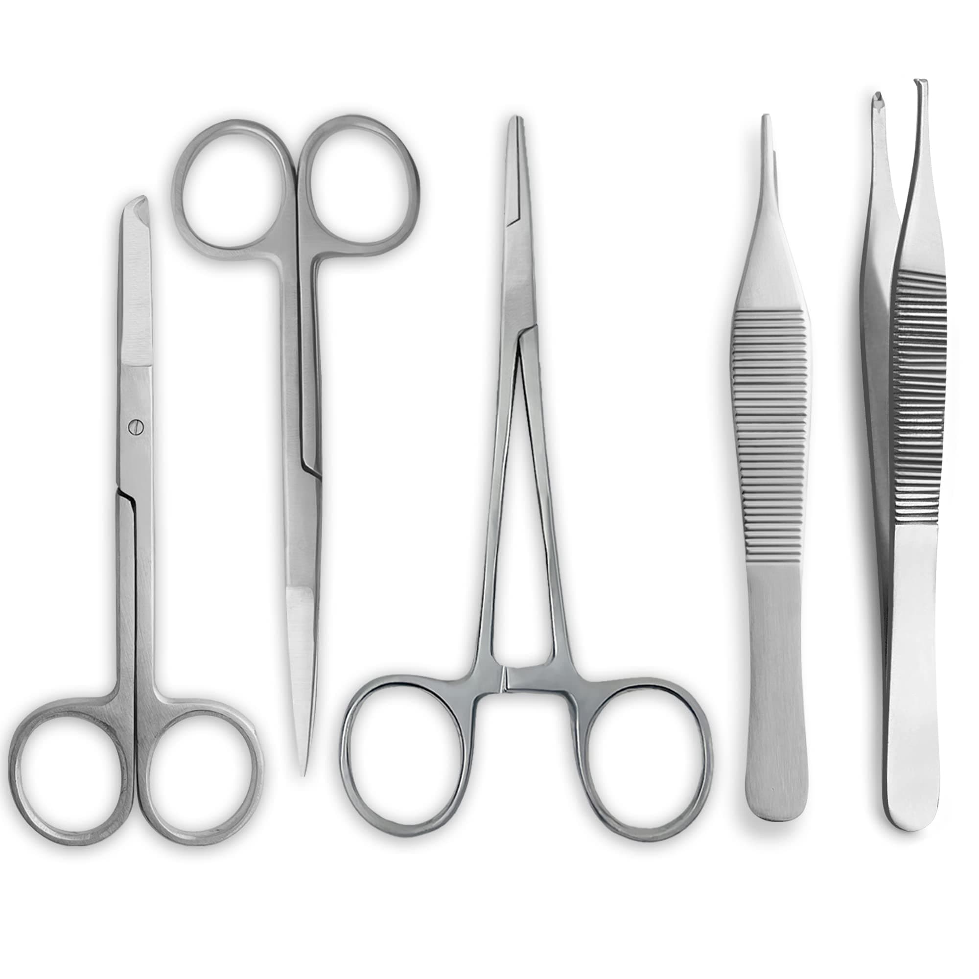 5 Pieces Scissors Forceps Hemostats Needle Holders Suture Lacreamon Set