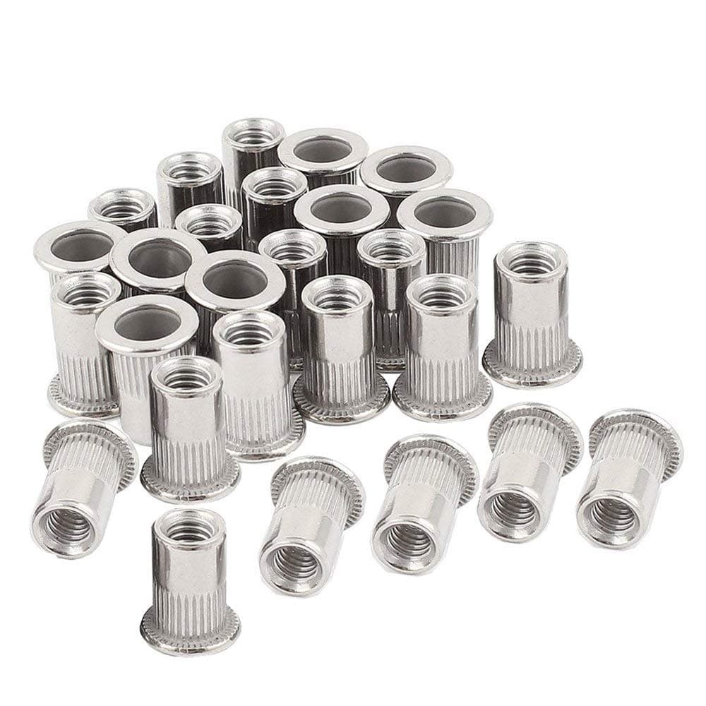 40pcs M6 Rivet Nuts Stainless Steel Threaded Insert Nutsert Rivnuts M6-1.0 Threads Nuts