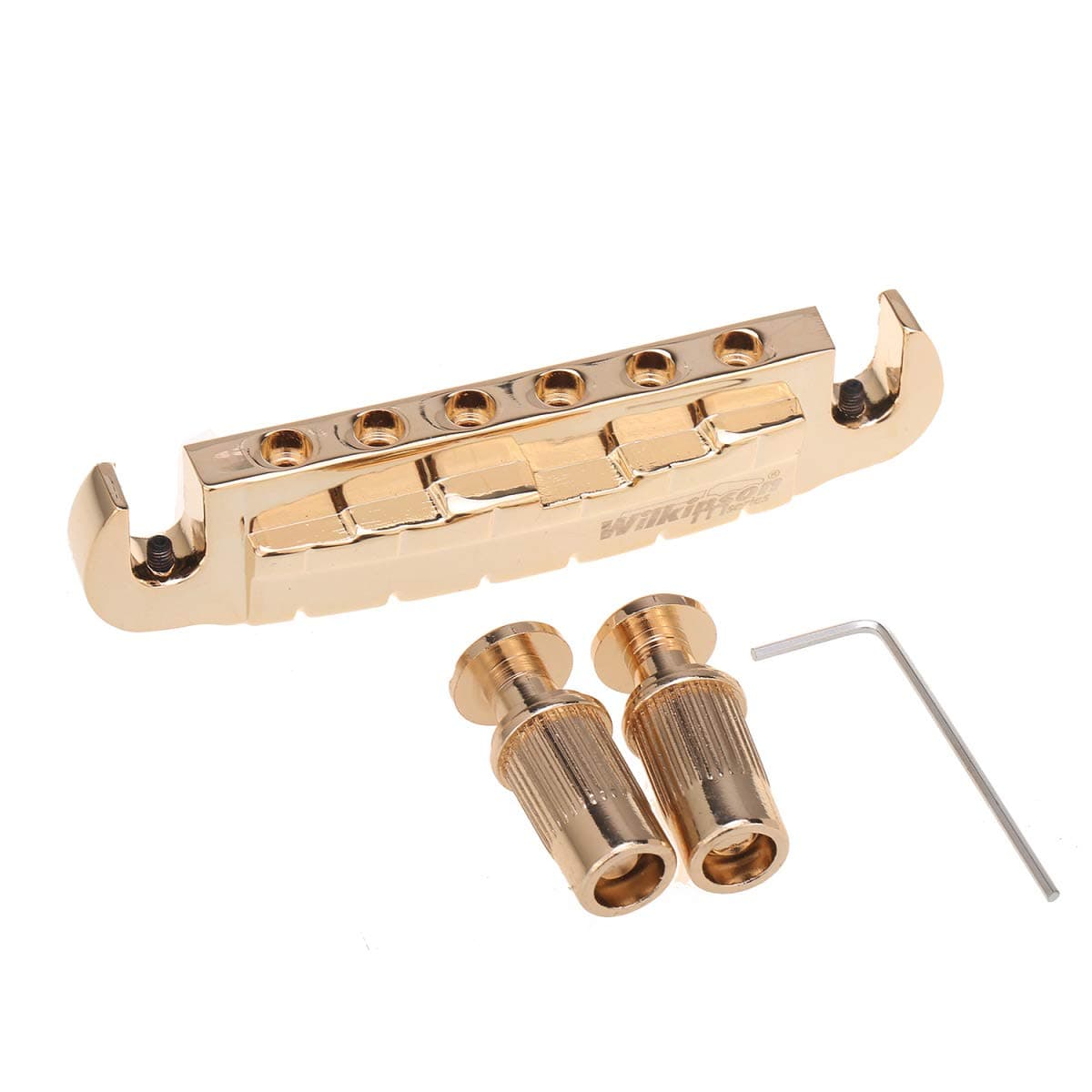 Wilkinson 52mm (2-3/64 inch) String Spacing Pre-set Wraparound Bridge Compatible with USA Les Paul/Epiphone Les Paul Style Guitar, Gold