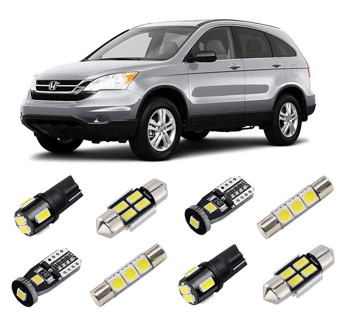 White Interior LED Lights Kit for Honda CR-V 2007 2008 2009 2010 2011 2012 Super Bright 6000K LED Interior Light Bulbs Package + License Plate Lights and Install Tool
