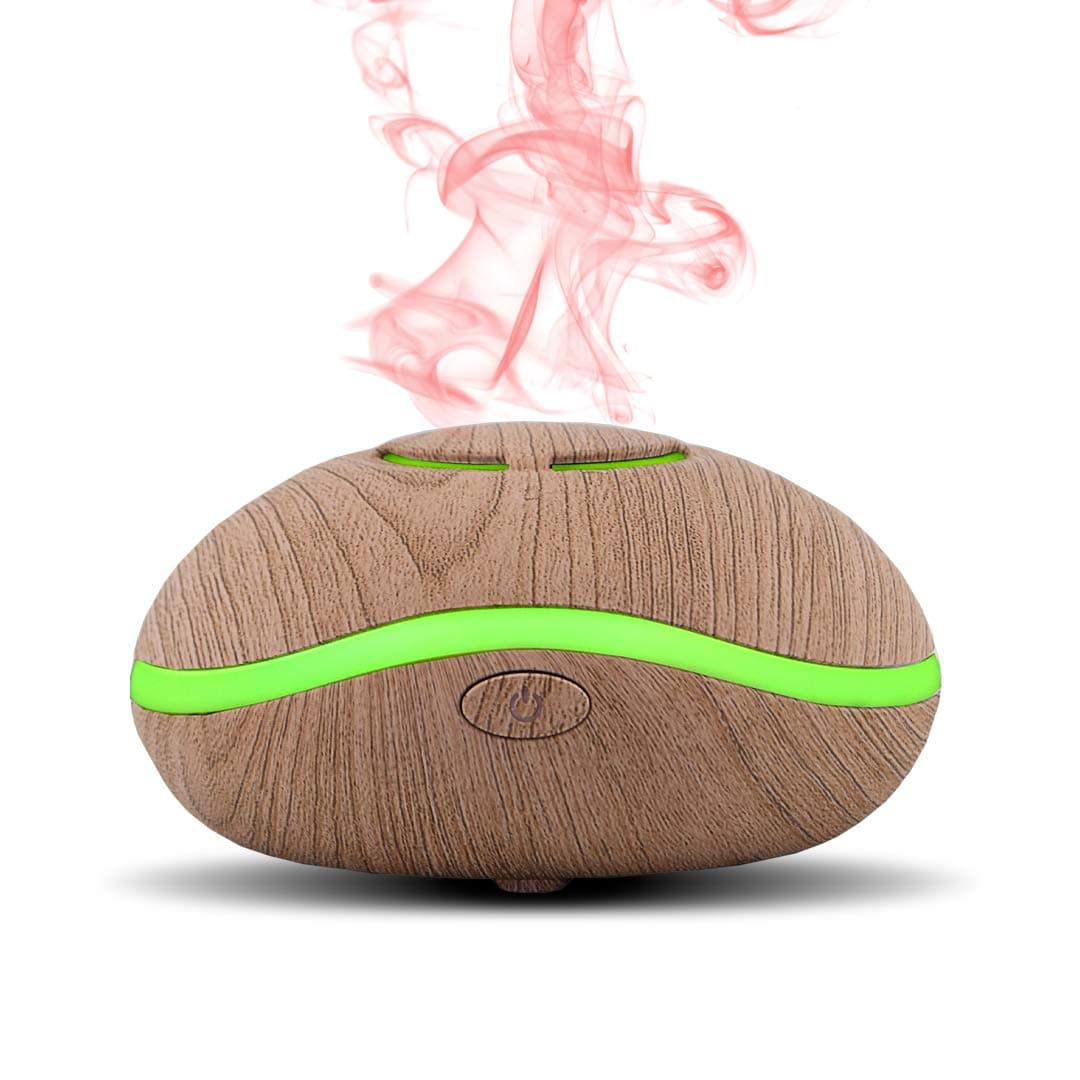 Waterless USB Travel Essential Oil Diffuser with reusable pads | Battery Powered | USB Cord Included | Great for use in the Bathroom, Office Desk or Hotel Room (Wood)