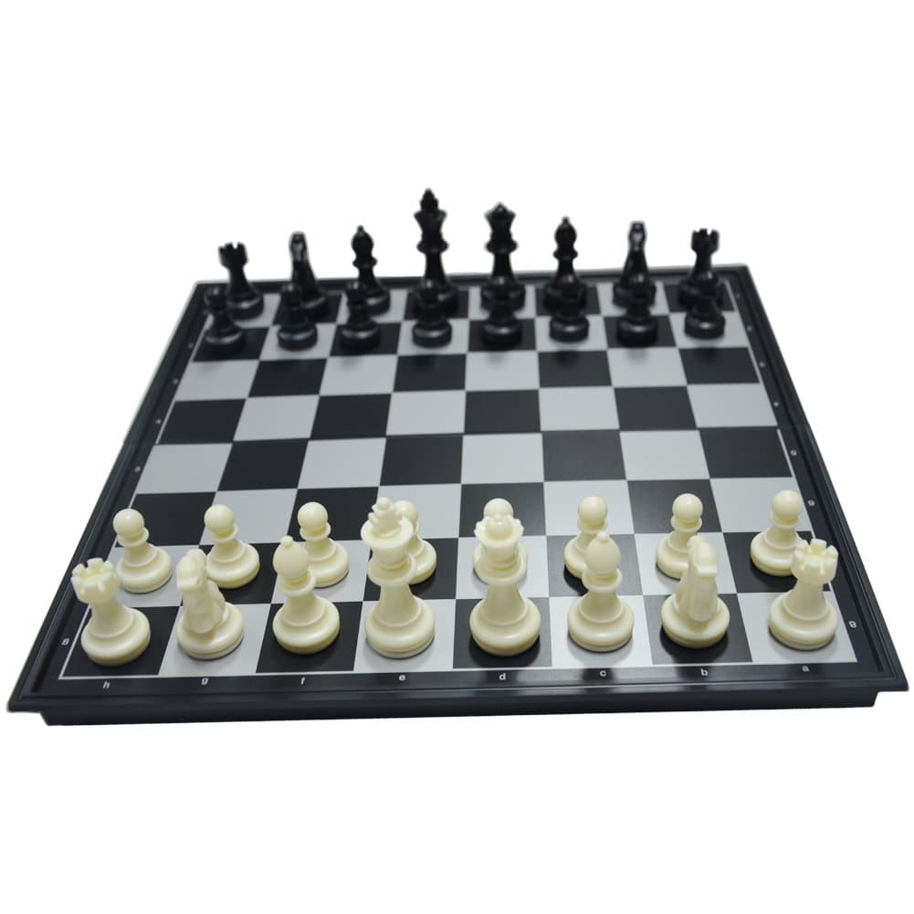 9.8'' Square Black/White Chess Set Magnet Chess Pieces Folding Chessboard for Travel Board Games Gifts