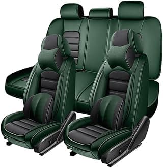 5 Seat Covers for Toyota FJ Cruiser 2007-2014,Premium Nappa Leather Car Seat Covers Car Seat Cushions,Waterproof Soft Seat Covers for Cars,Interior Accessories Airbag Compatible（Luxury-Black&Green）