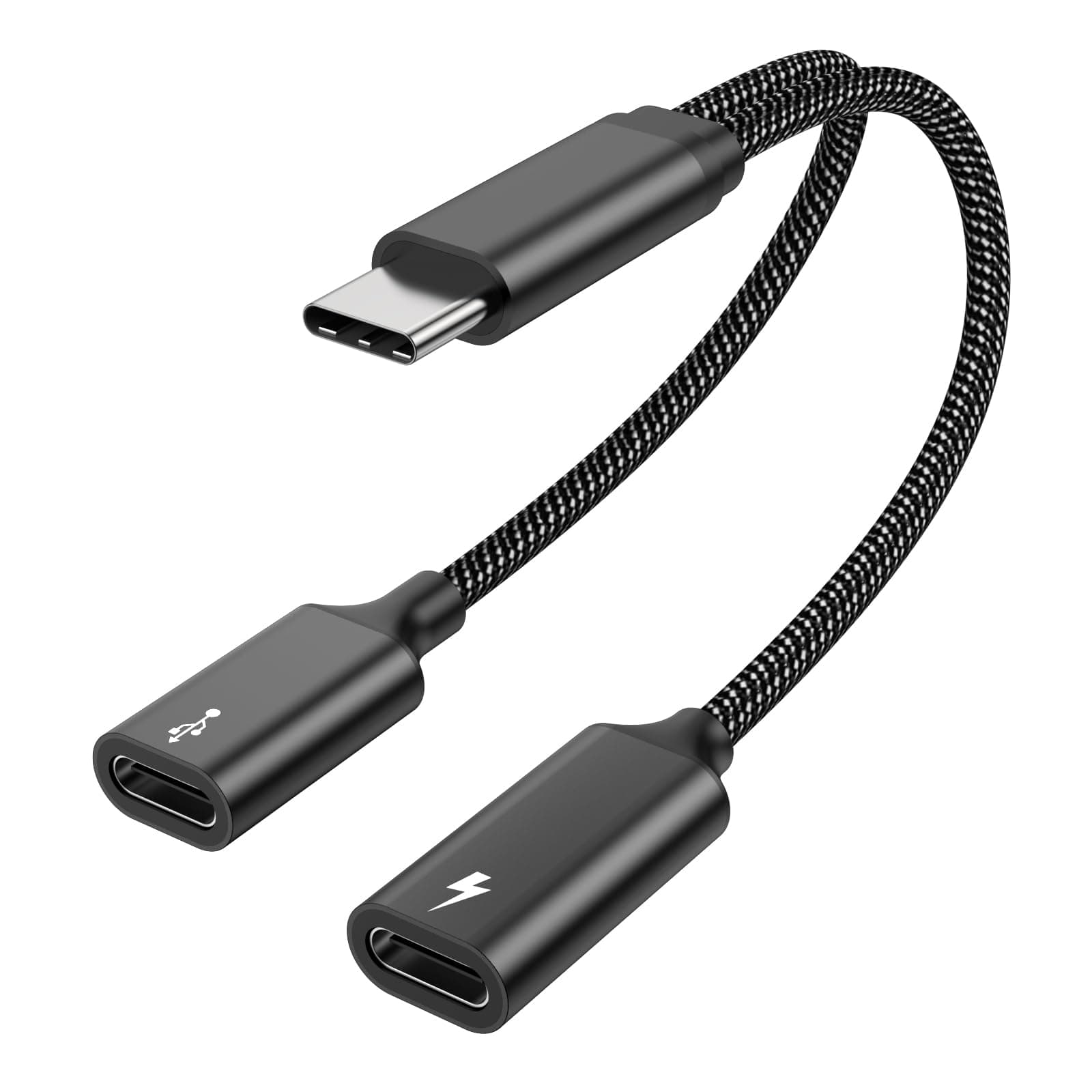 MOGOOD 60W USB C Splitter Cable, 2-in-1 USB-C Male to Dual USB-C Female, Charge While Using Headphones, SSD, DAC, or Controller – for Steam Deck, Quest 3, iPad, Samsung, Pixel (Not for Monitor)