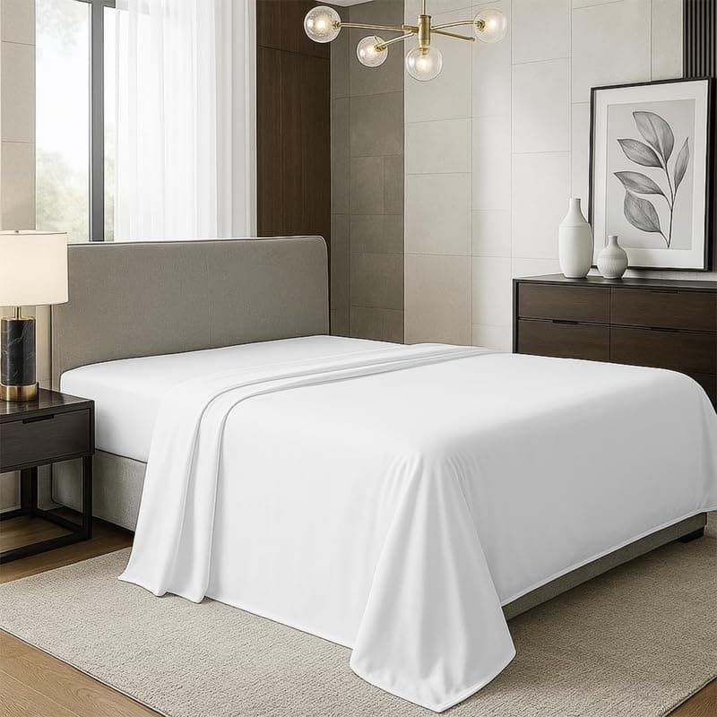 Divine Textiles 400 Thread Count Egyptian Cotton Sateen Flat Sheet King - White
