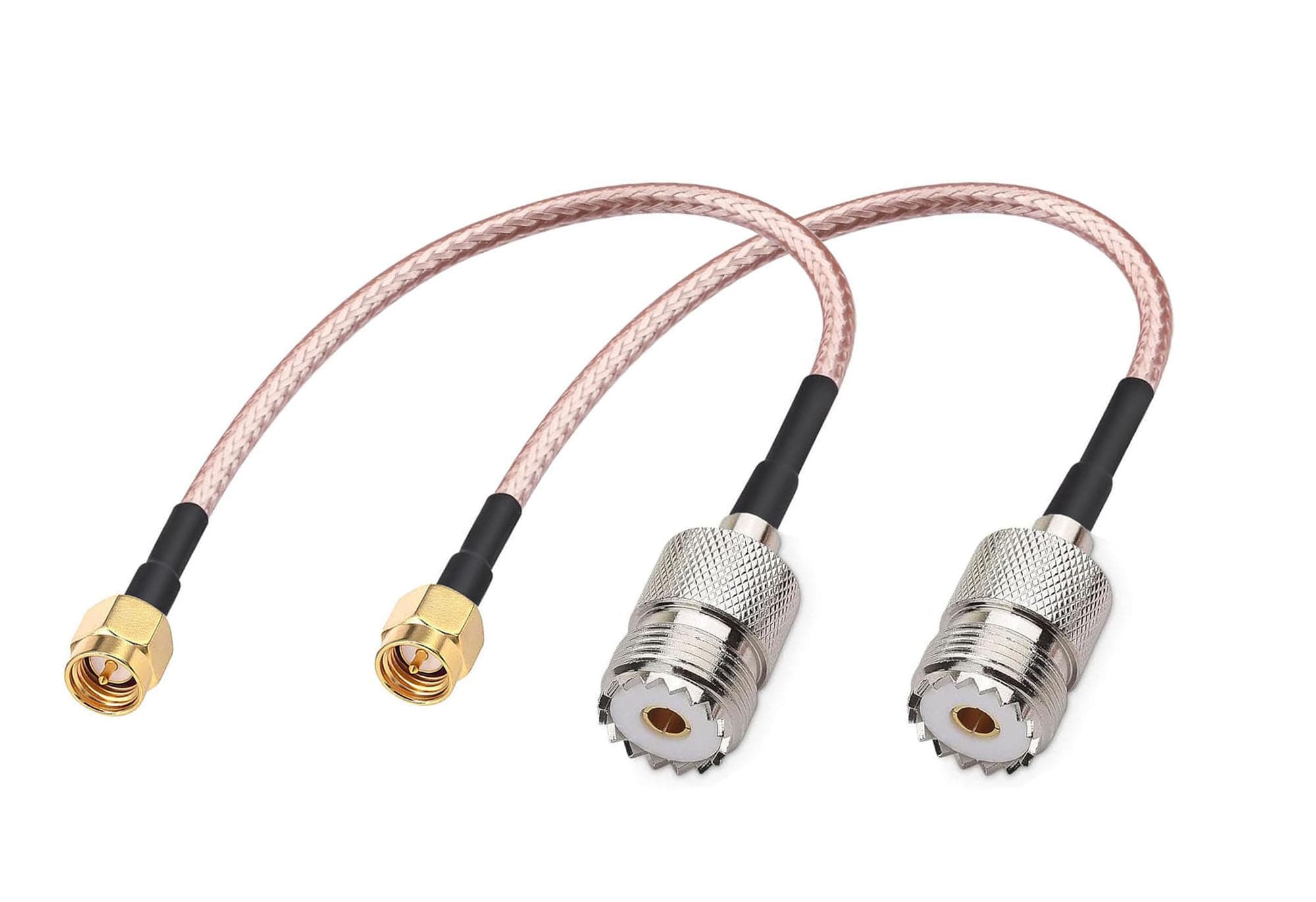 DHT Electronics Handheld Antenna Cable SMA Male to UHF SO-239 Female Connectors 6'' Pack of 2 for Amplifier