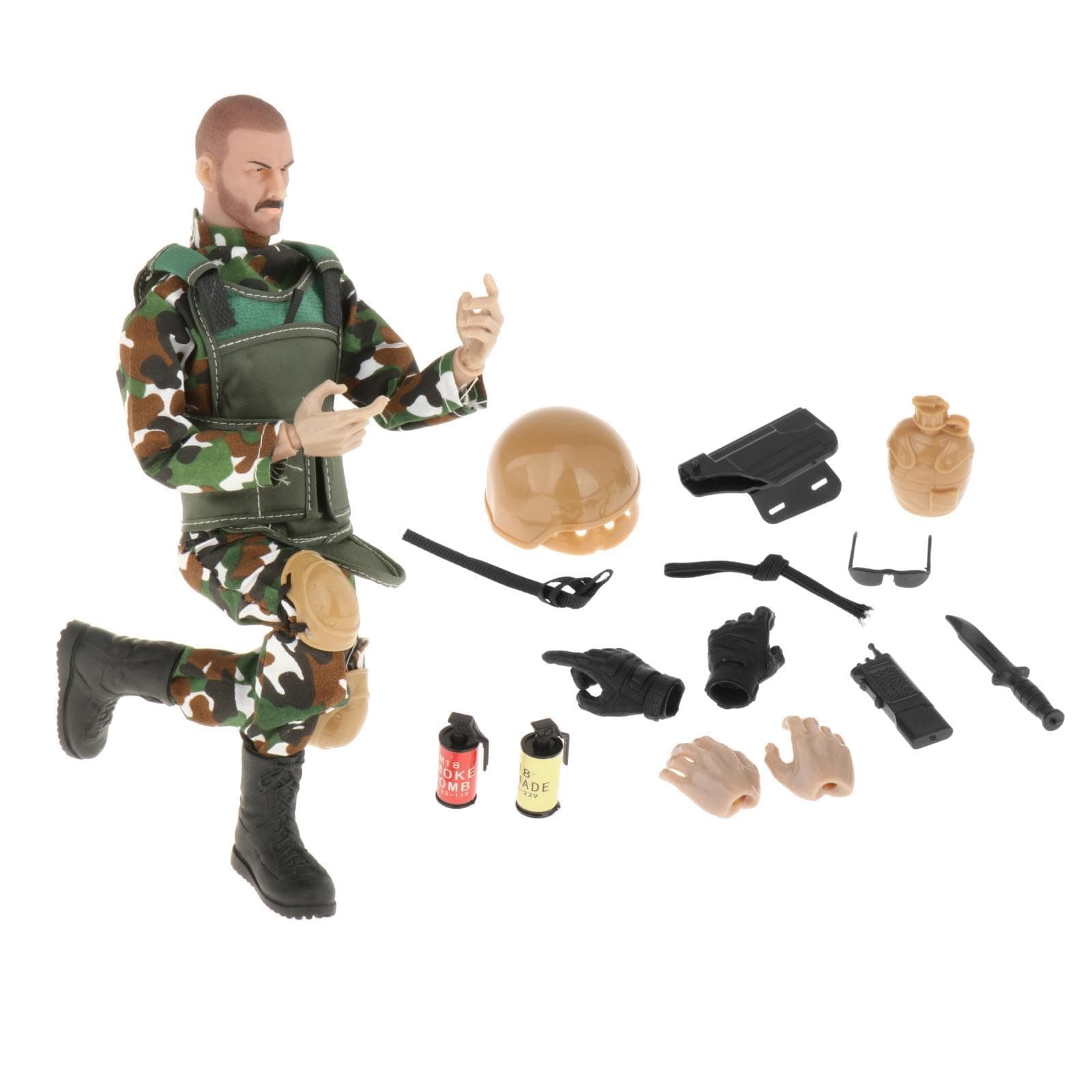 Perfeclan 12" Action Figures Playset, 1:6 Scale Model Action Figure, Special Forces Action Figure Man Toy for Adults, Boys Girls, Kids, Green B