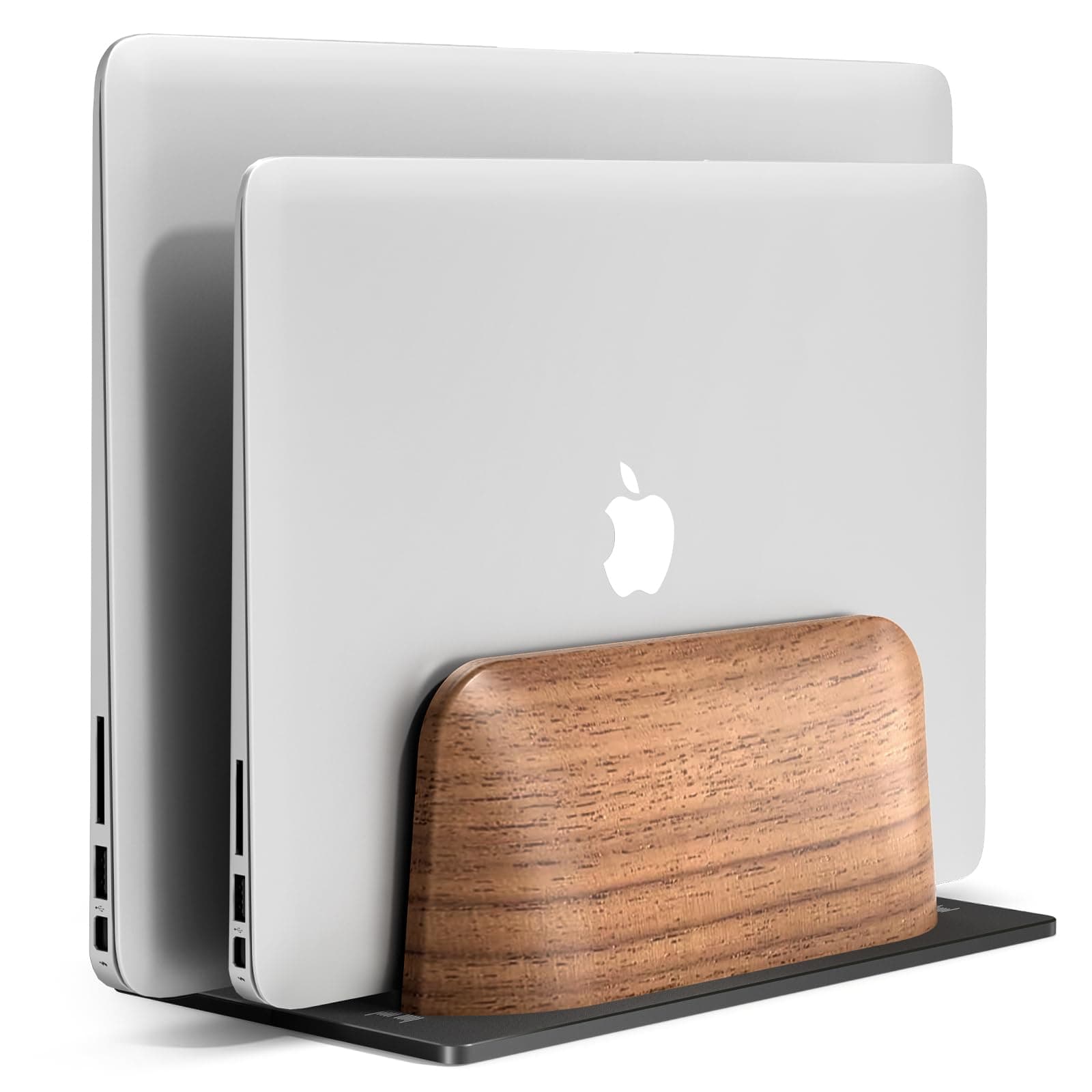 UPERGO Double Dock Version Vertical Laptop Stand,Black Walnut Laptop Holder (Black Walnut)