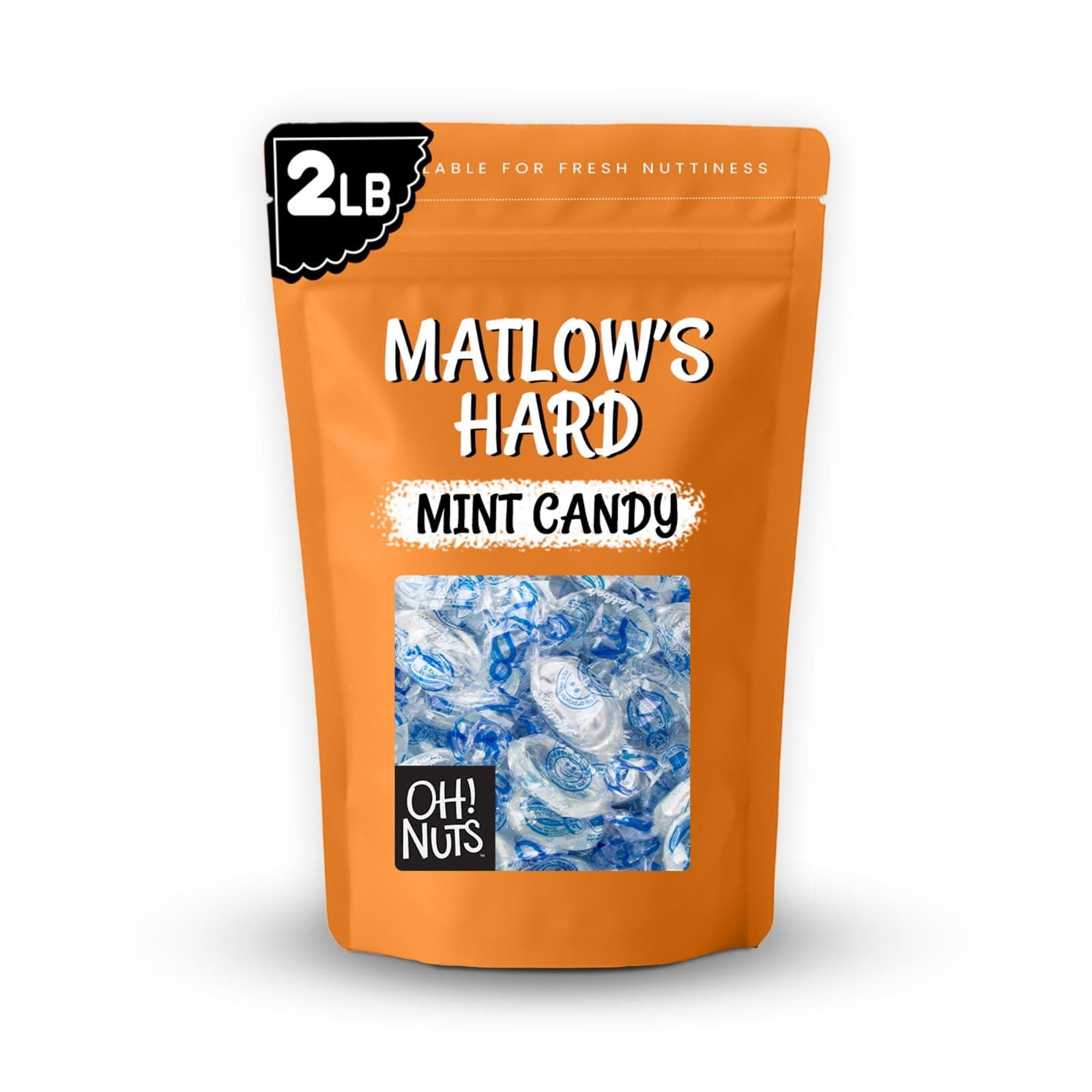 Matlow's Hard Mint Candy | Kosher Mint Candy - Individually Wrapped & Packed in 2 LB Resealable Bulk Bag | Great for Party, Office, Outing - Oh! Nuts