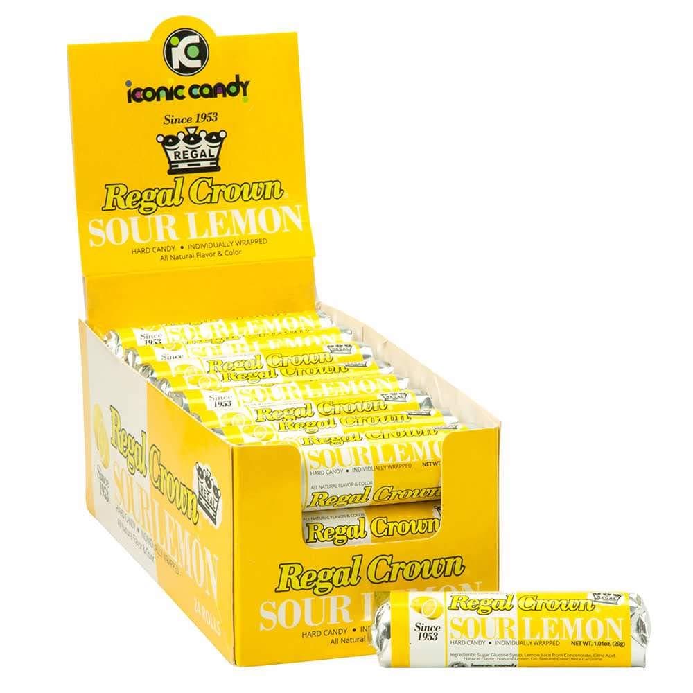 Sour Lemon Hard Candy Rolls | Old Fashioned Sour Lemon Candy | Traditional Lemon Candy Brought To You By Iconic Candy | 24 Count