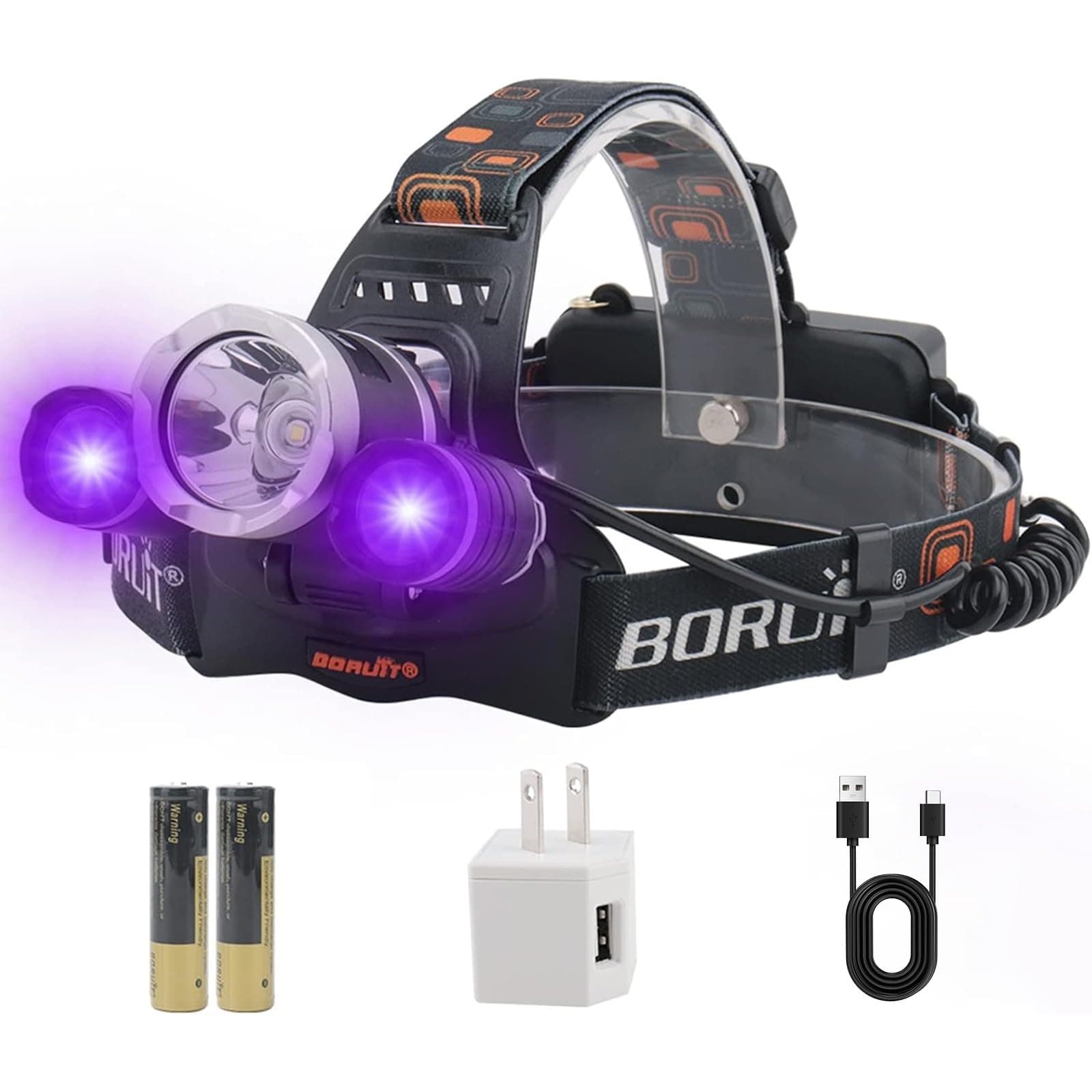 BORUIT RJ3000 UV Light Headlamp