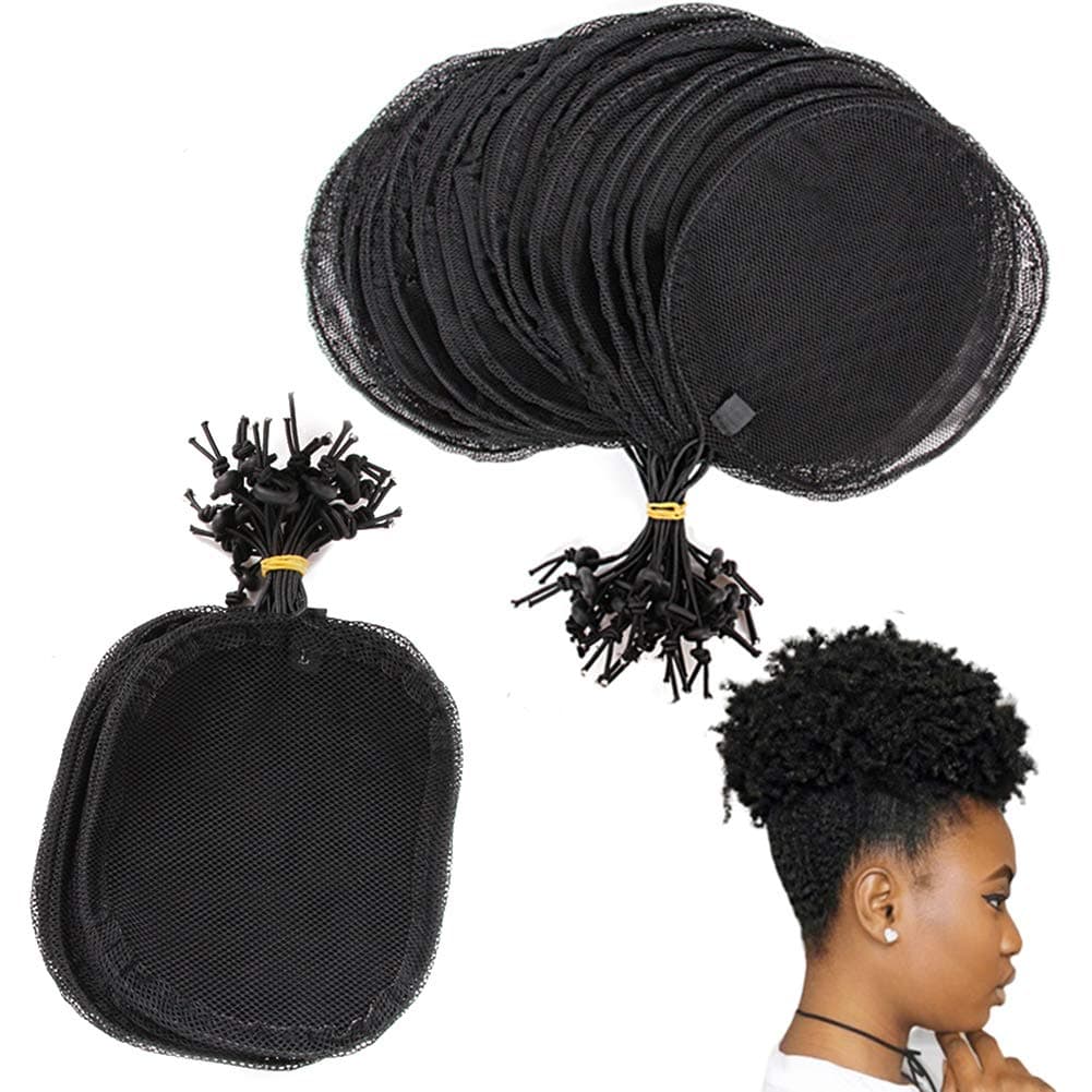 LesafeV Ponytail Net 5Pcs Hairnet Wig Cap For Making Ponytail Afro Puff Bun Net Weaving Cap Wig Making Tool Round Square Square-L