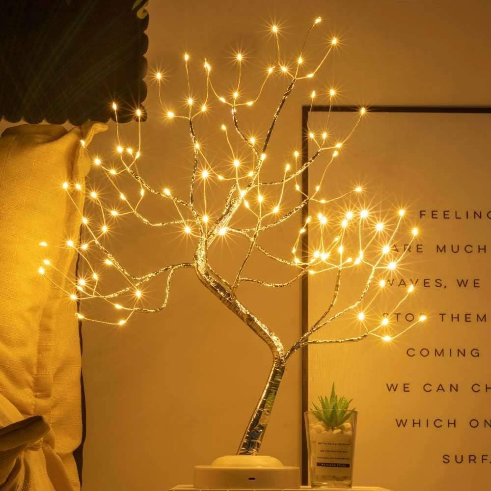 Night Light ，U-HOOME Table Lamps Upgraded Copper Wire Tree Branch Decorative No Heat Lights,USB&Battery Powered,108 Warm White LED,Desk lamp for Home Decoration,Wedding Sign Led Desk Light
