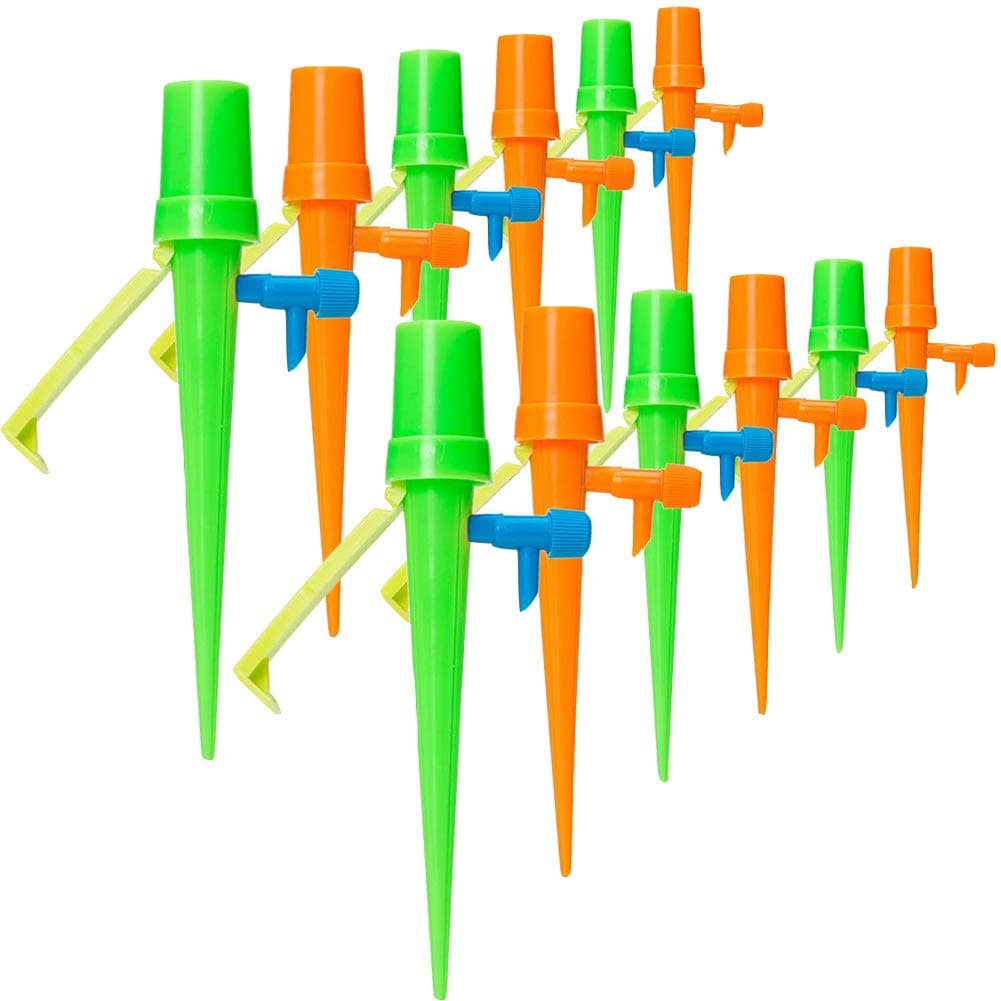 Automatic Self Plant Watering Spikes Globes,Slow Release Drip Bulbs Irrigation Watering Devices with Control Valve Switch to Care Your Indoor Outdoor Plants (12PACK with Brack)