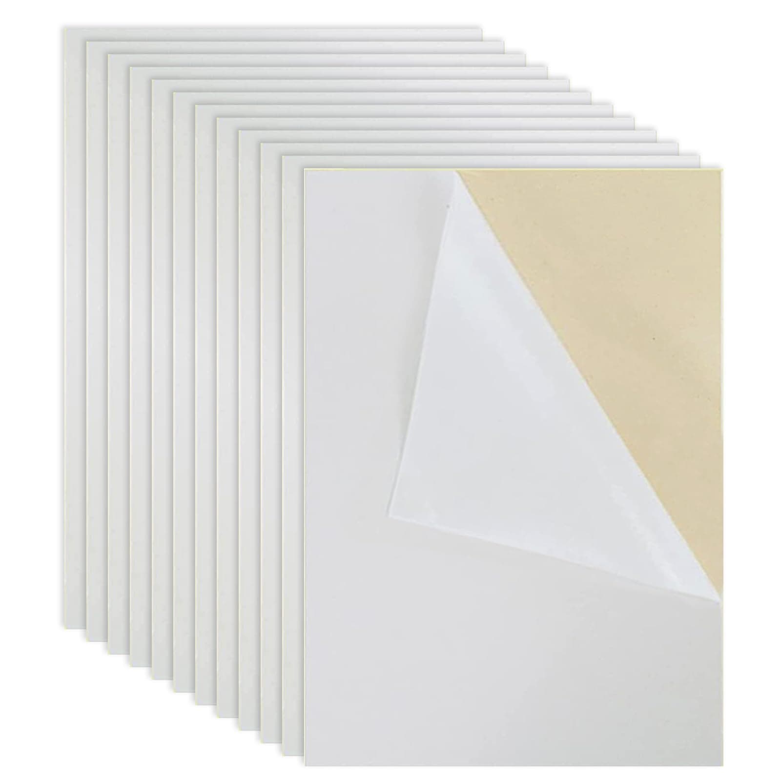 White Self Adhesive Felt Fabric Sheets, 12 Pcs Sticky Back Felt Sheet with Adhesive Backing A4 Size Fabric Sticky Back Sheets for Craft