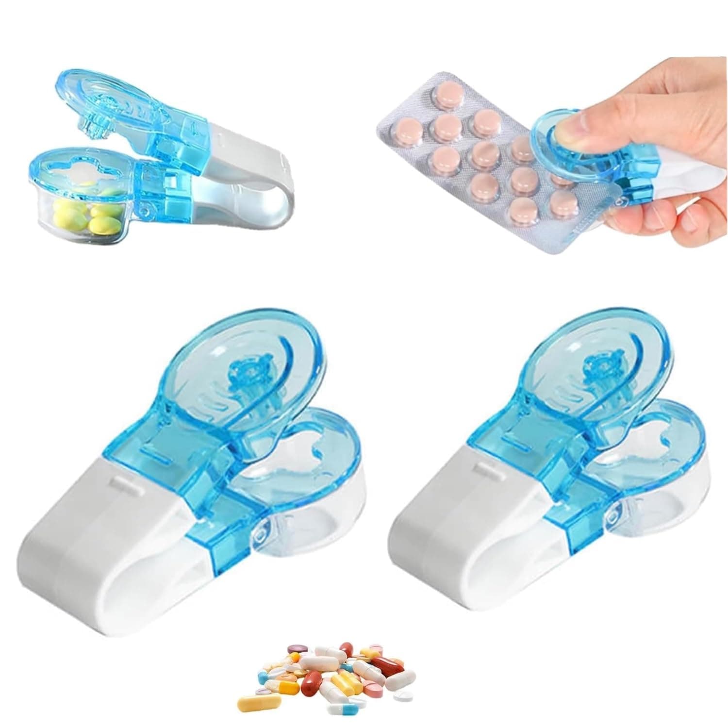 2 Pcs Portable Pill Taker, Remover, Pack Opener Assistance Tool, Blister Pack Opener, No Touch Easy to Take Pill Out, Tablet Dispenser