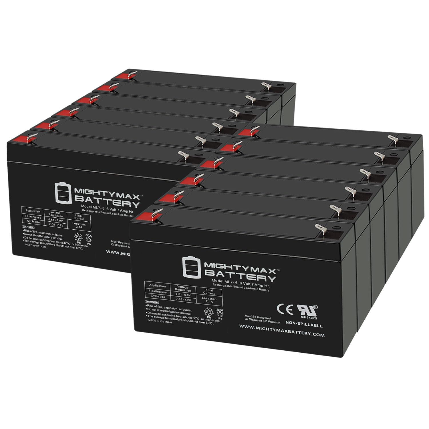 Mighty Max Battery6V 7Ah SLA Replacement Battery for Long Way LW-3FM7.6-12 Pack