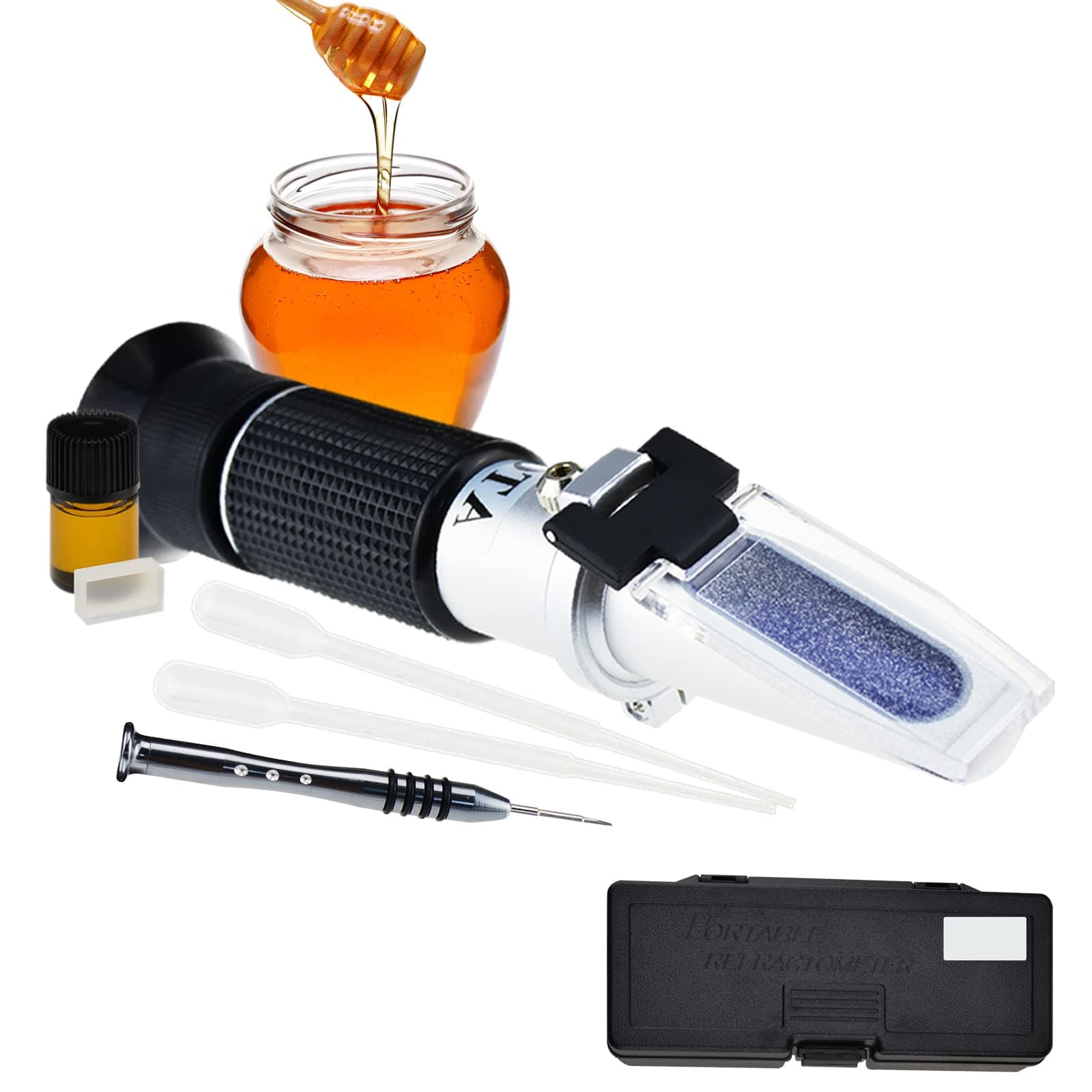 DANOPLUS Honey Moisture 58~90% Brix Refractometer with ATC, Handheld High Measuring Range Sugar Content, Honey, Jelly, Jam and Syrup