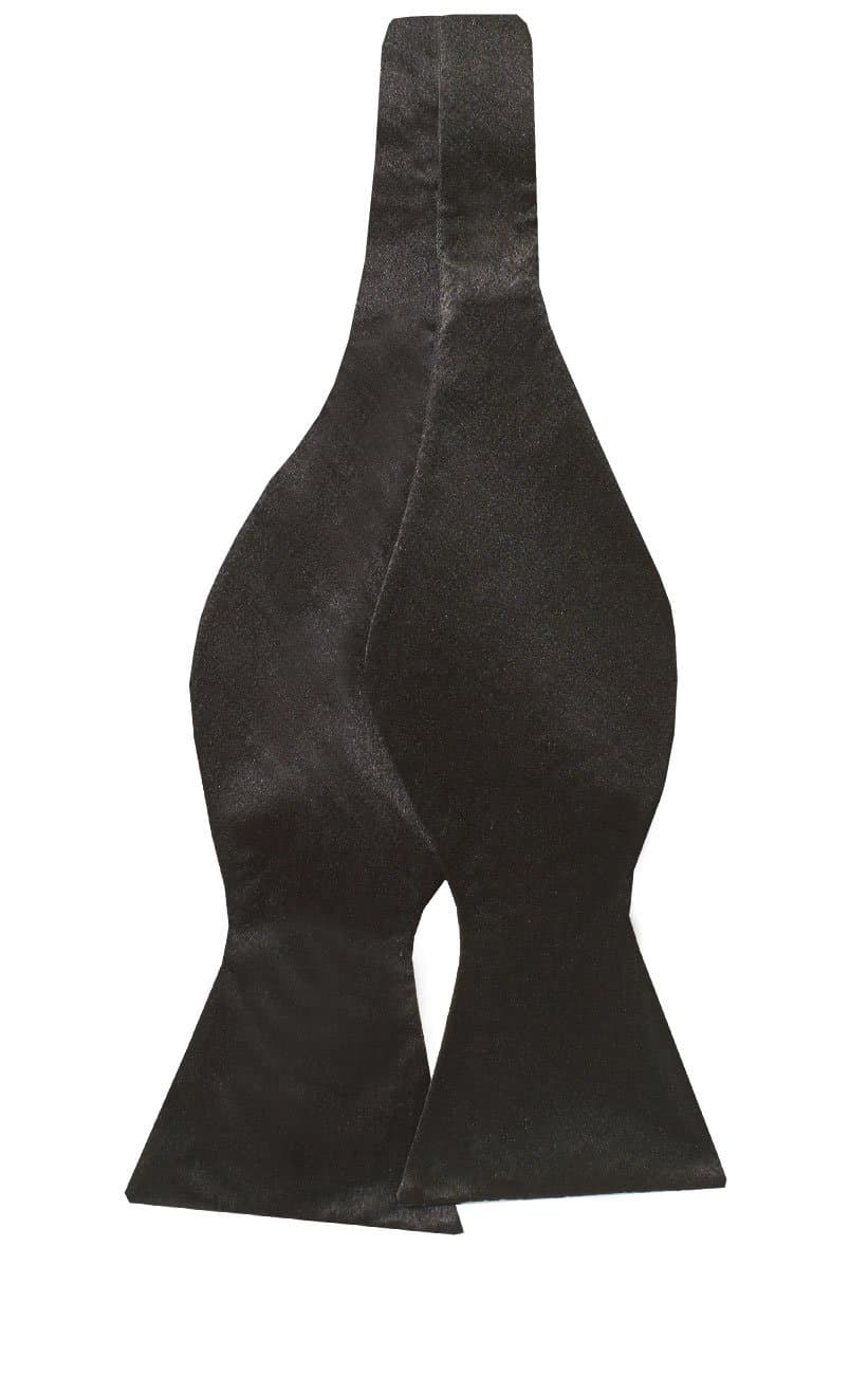 Mens Black Bow Tie 100% Silk Self-Tie