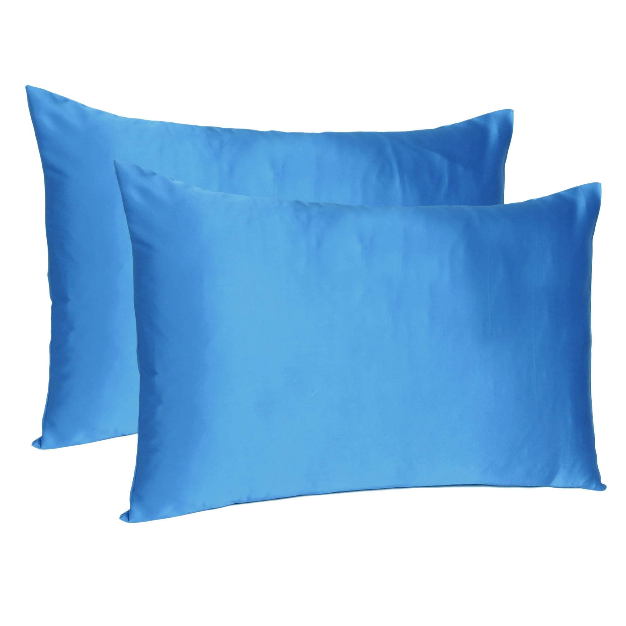 Oussum Satin Silk Pillowcase Pillow Case Covers with Envelop Closure for Hair and Skin Home Bed Decor Set of 2 Pillowcase Free Single Pc Scrunchie (King Size (20"x40"), Methylene Blue)