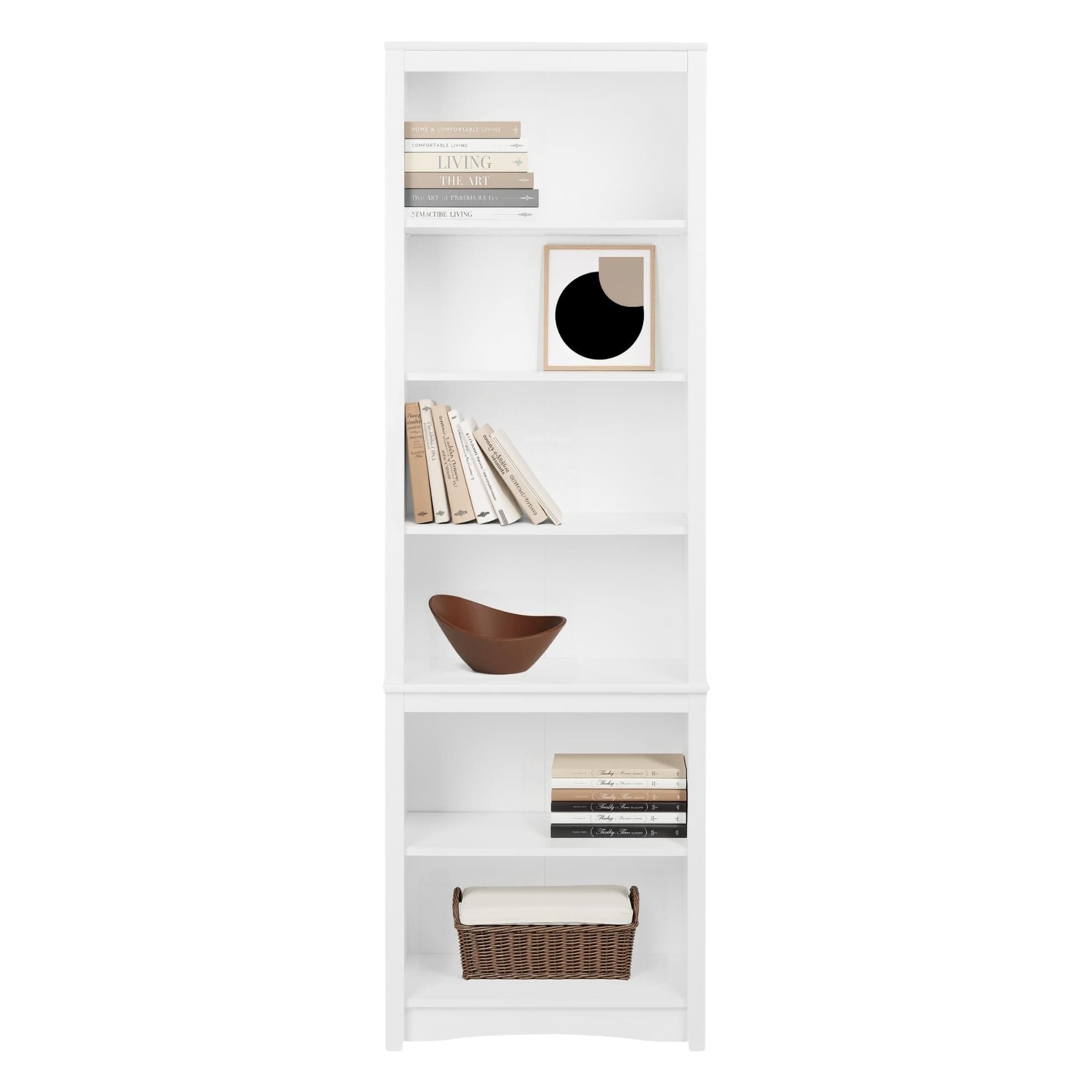 Sonoma Tall 6-Tier Bookcase 80"H with 2 Adjustable Shelves, White Storage Cabinet, Modern Display Cabinet, Bookshelf with Storage Shelves for Home Office, Living Room, Bedroom Organizer