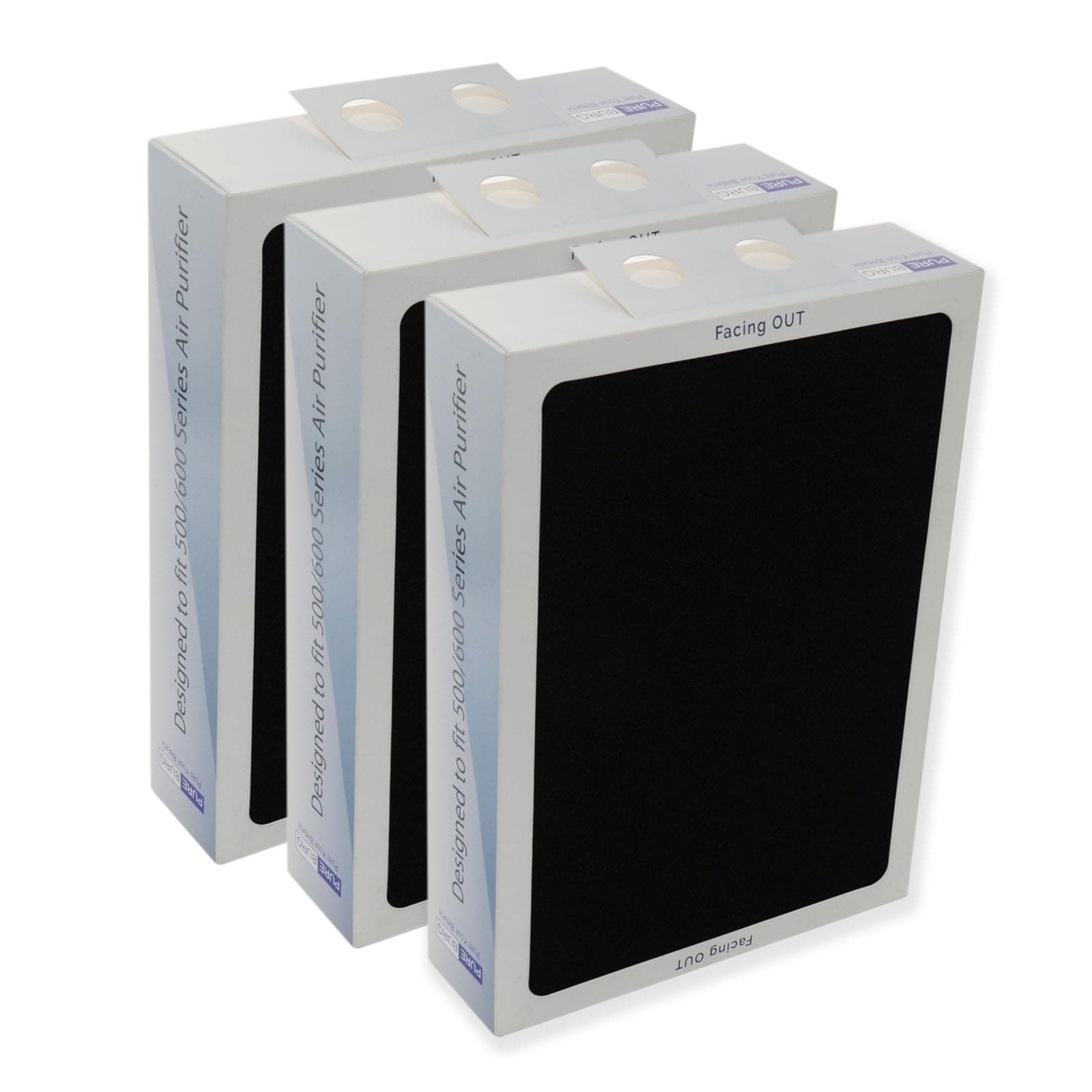 PUREBURG Smoke Stop Replacement HEPA Filter Set (3 Pack) Compatible with Blueair Compatible 500/600 Smoke Stop Filters for Classic 690i, 680i, 605, 650E Air Purifier