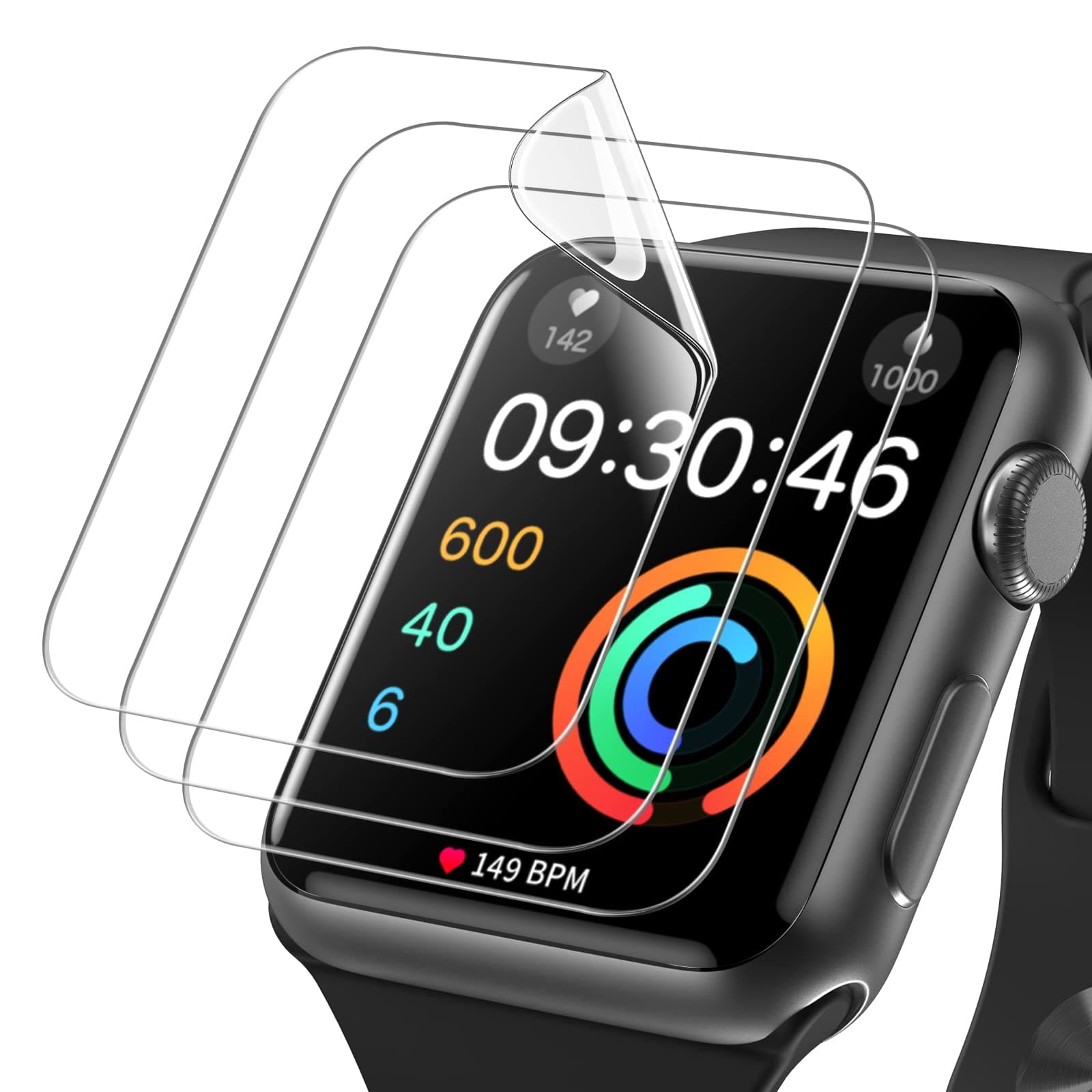 JETech Screen Protector for Apple Watch Series 3/2/1 38mm, Flexible TPU Film, Anti-Scratch HD Clear, 3-Pack