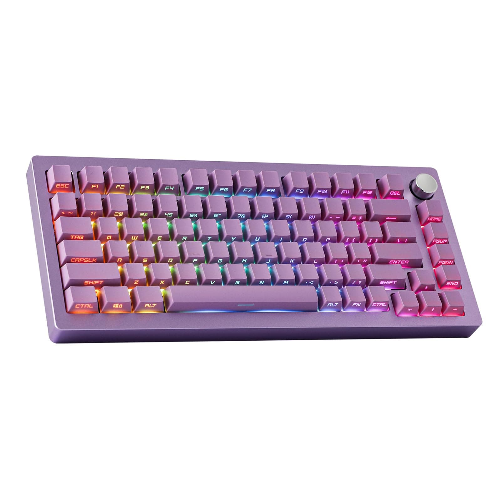 EPOMAKER Tide75 QMK/VIA Wireless Gaming Keyboard, 75% Aluminum Mechanical Keyboard, Programmable, Creamy Gasket, Bluetooth/2.4Ghz/USB-C, with FR4 Plate, 5-Layer Foam for Win/Mac (Purple)