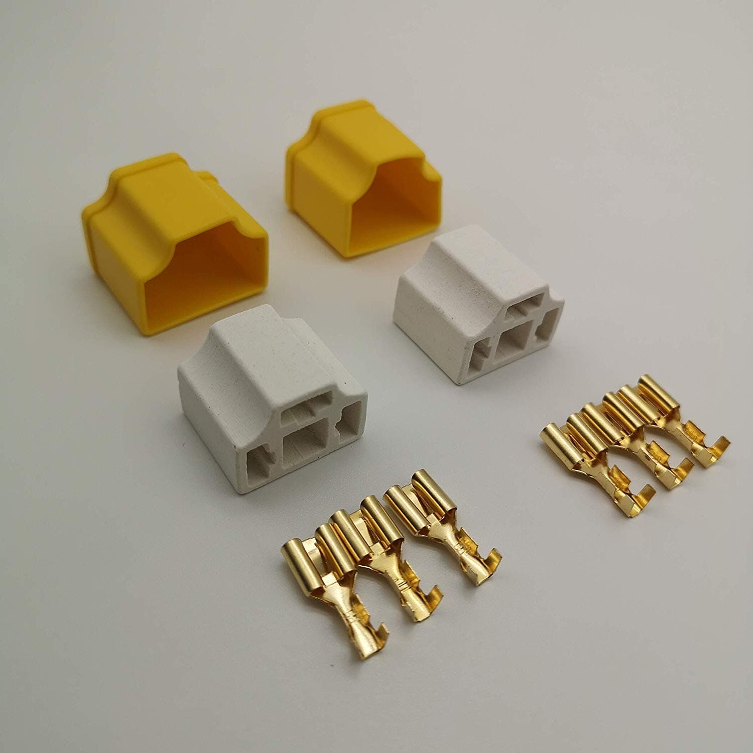 2X Female Ceramic Socket Plug Kit w/Terminals For 7” Round Lamps H4 Headlight (Yellow)