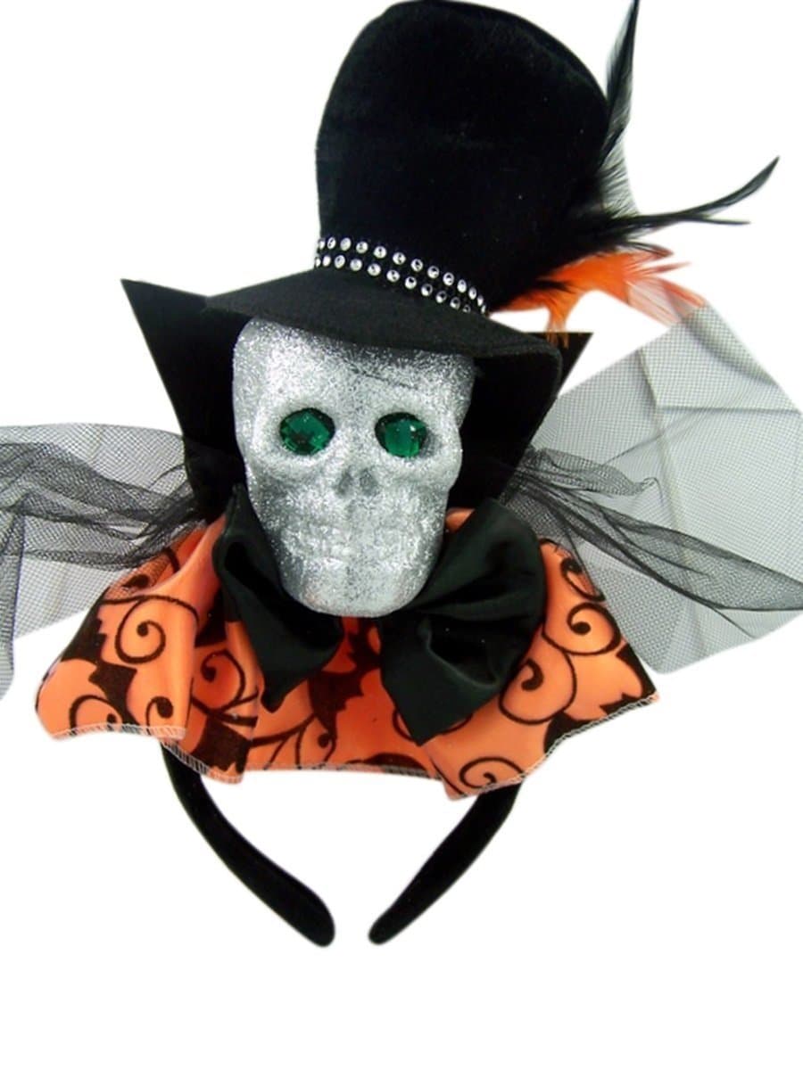 Glitter Skull Bat Headband Halloween Costume Accessory