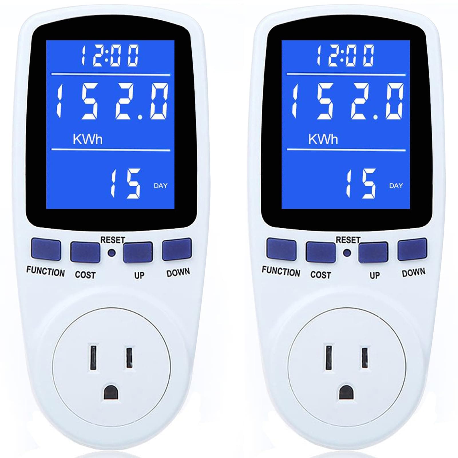 2 Pack Upgraded Watt Meter Power Meter Plug Home Electricity Usage Monitor, Electrical Usage Monitor Consumption, Energy Voltage Amps Kill Meter Tester with Backlight, 7 Modes Display