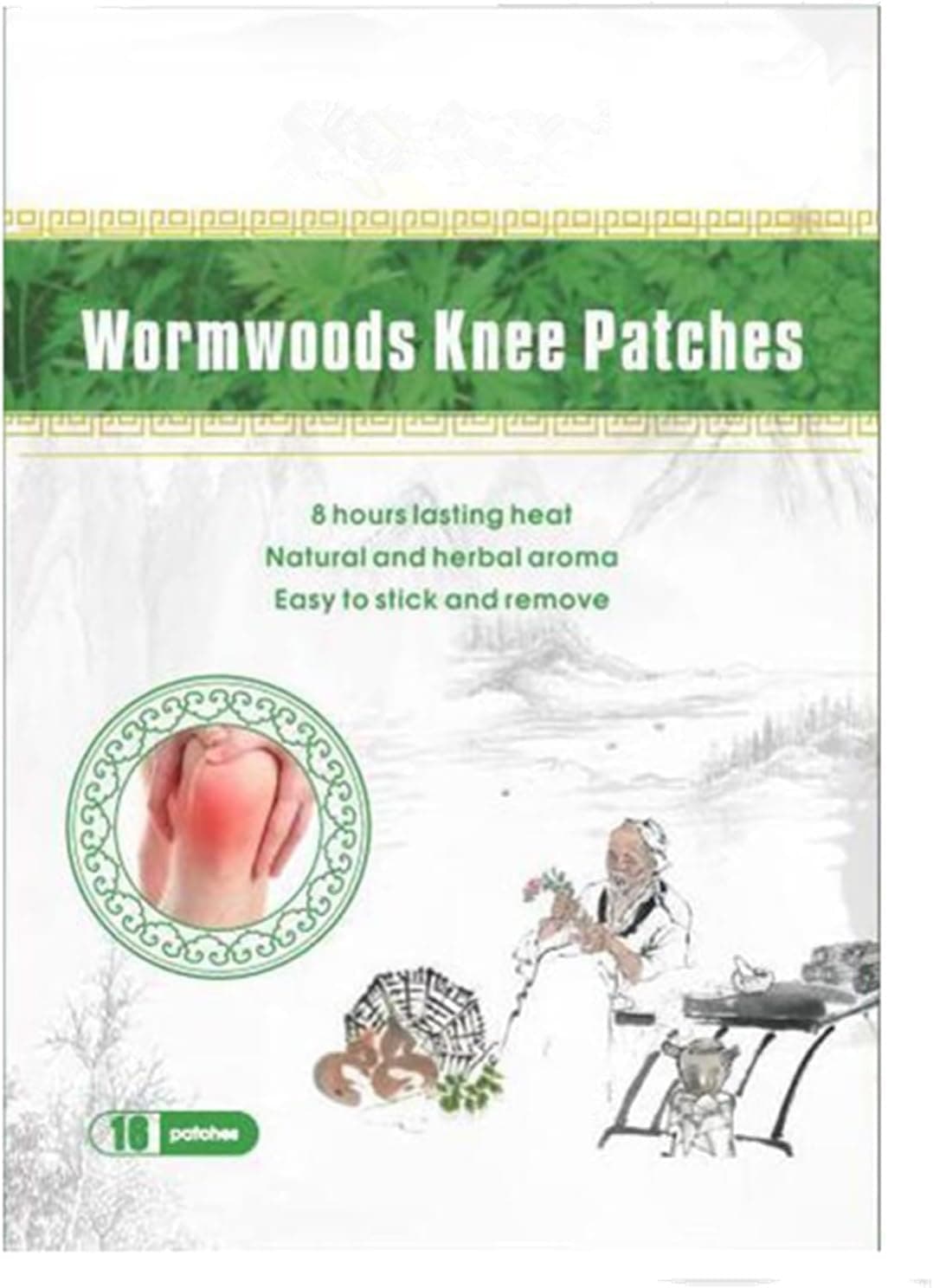 Knee Patches, 16 Count Warming Herbal Knee Patch, Wormwood Extract Sticker 8H Lasting Reduction Joint Discomfort for Neck, Shoulder, Knee