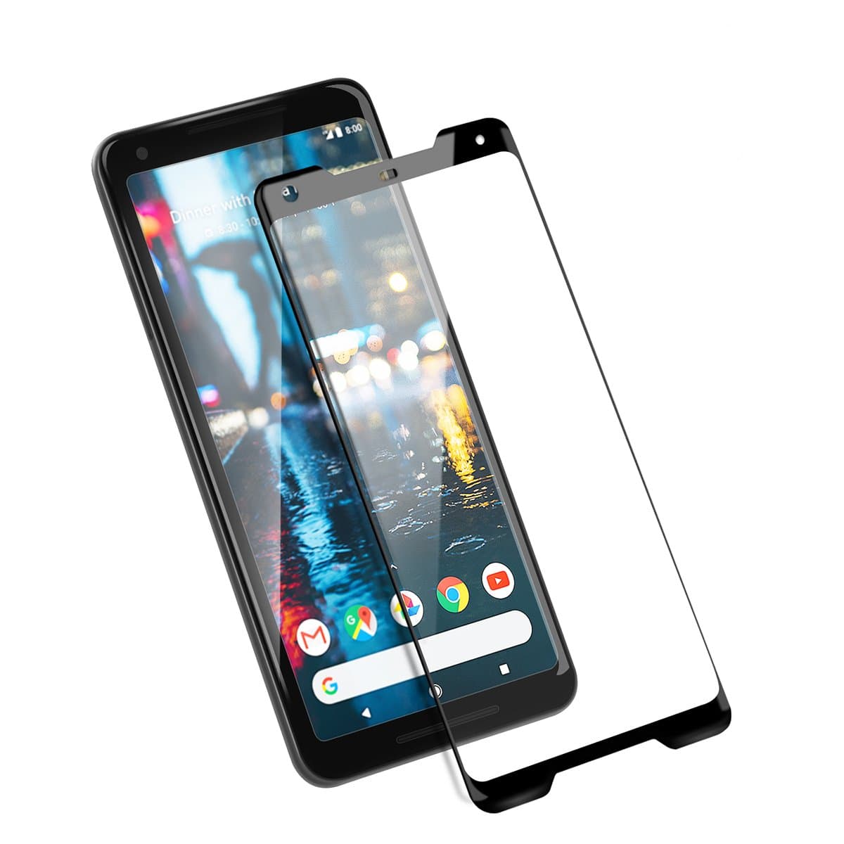 Google Pixel 2 XL Screen Protector, JACNITAD Google Pixel 2 XL Tempered Glass Screen Protector Ultra Clear Anti-Scratch Bubble-Free Class Screen Protector Google Pixel 2 XL (Black)