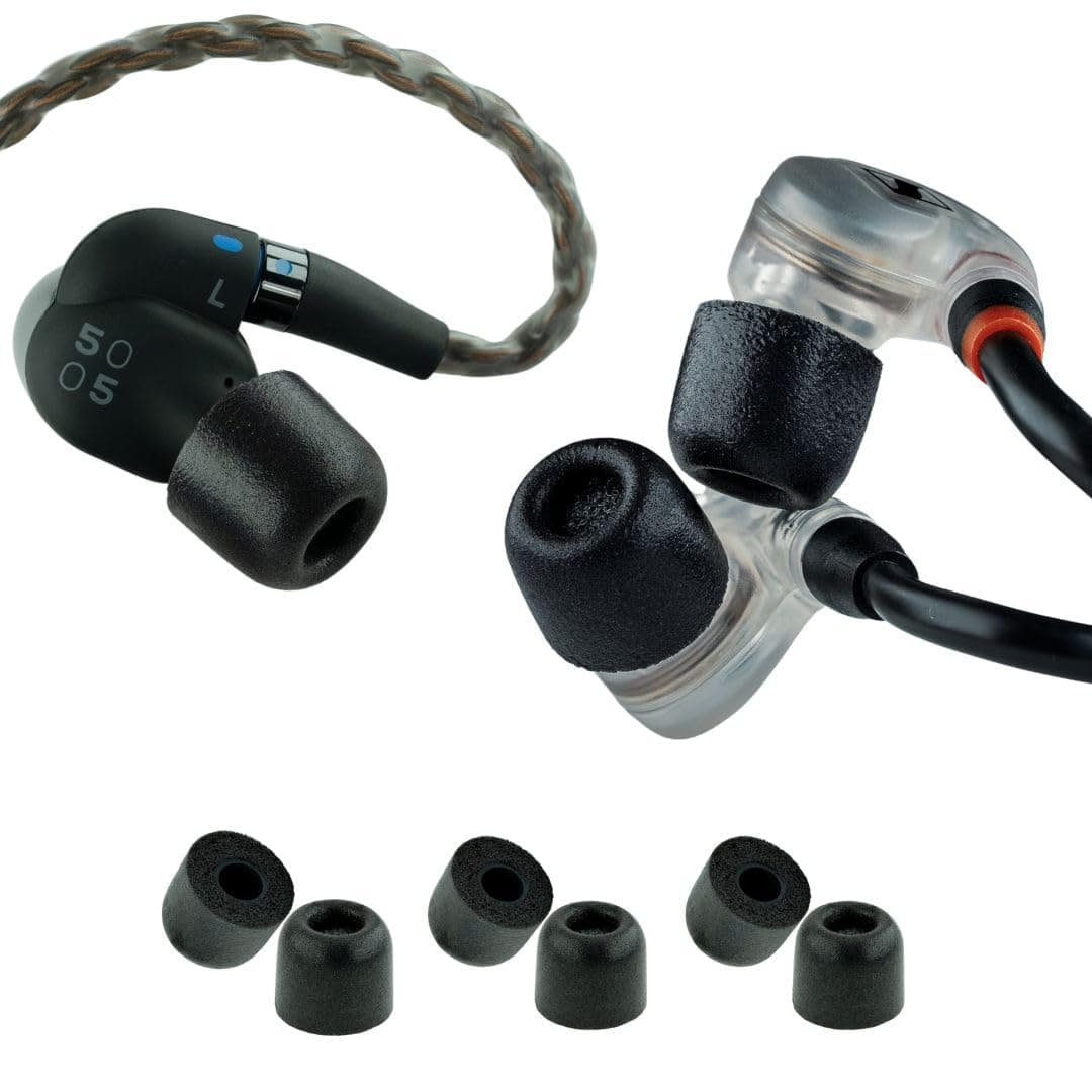 Comply 500 Core Series | Memory Foam Replacement IEM Ear Tips for KZ, Moondrop, FiiO Sennheiser & More | Superior Noise Isolation, Ultimate Comfort, Secure Fit | TechDefender, Black (S/M/L) (3 Pairs)
