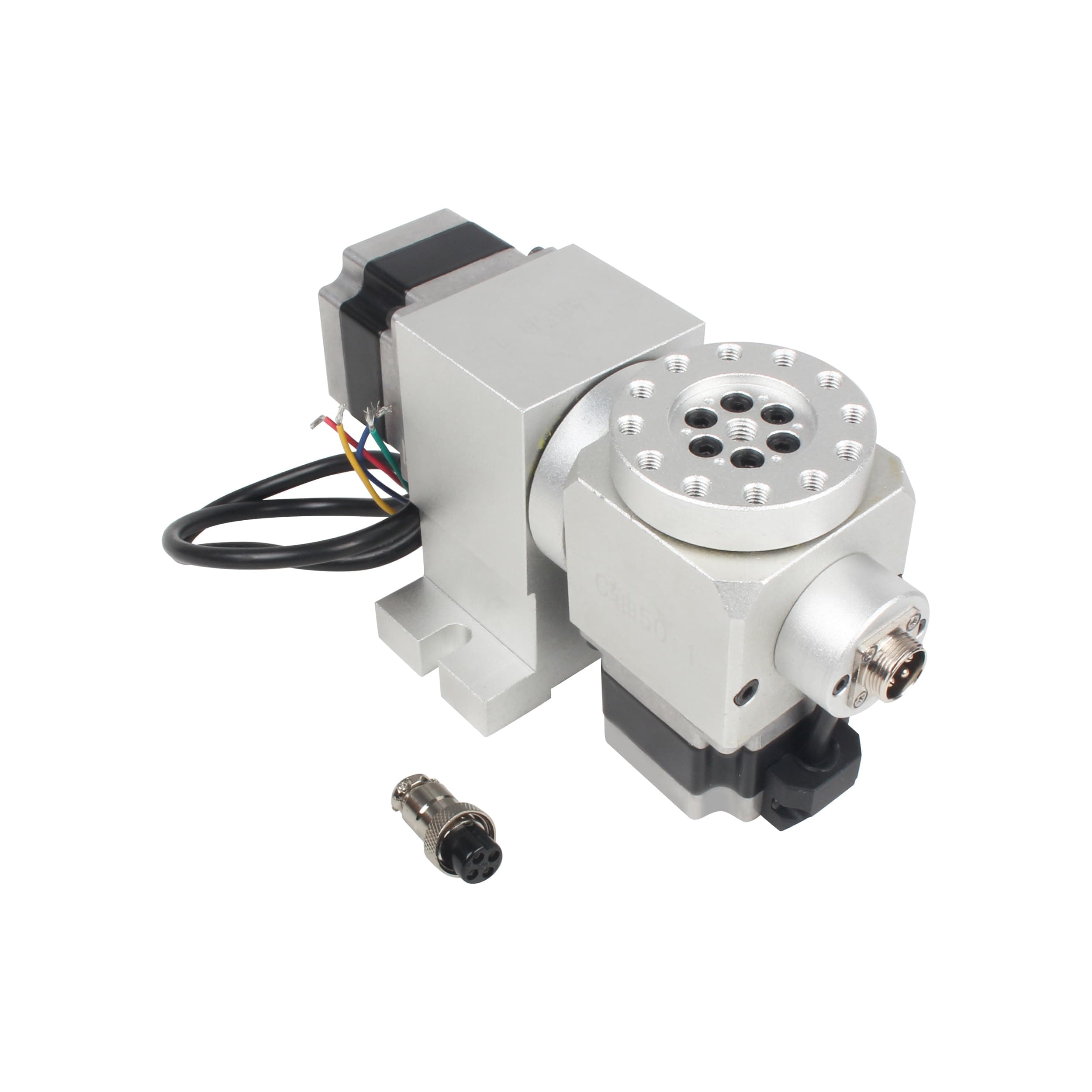 Rotation 5th Axis Rotary Table,CNC 4th Axis A Axis B C Axis Dividing Head,Waterproof Nema23 Stepper Motor,No Backlash Harmonic Reducer Gearbox 50:1 for CNC Router Engraving Milling Machine