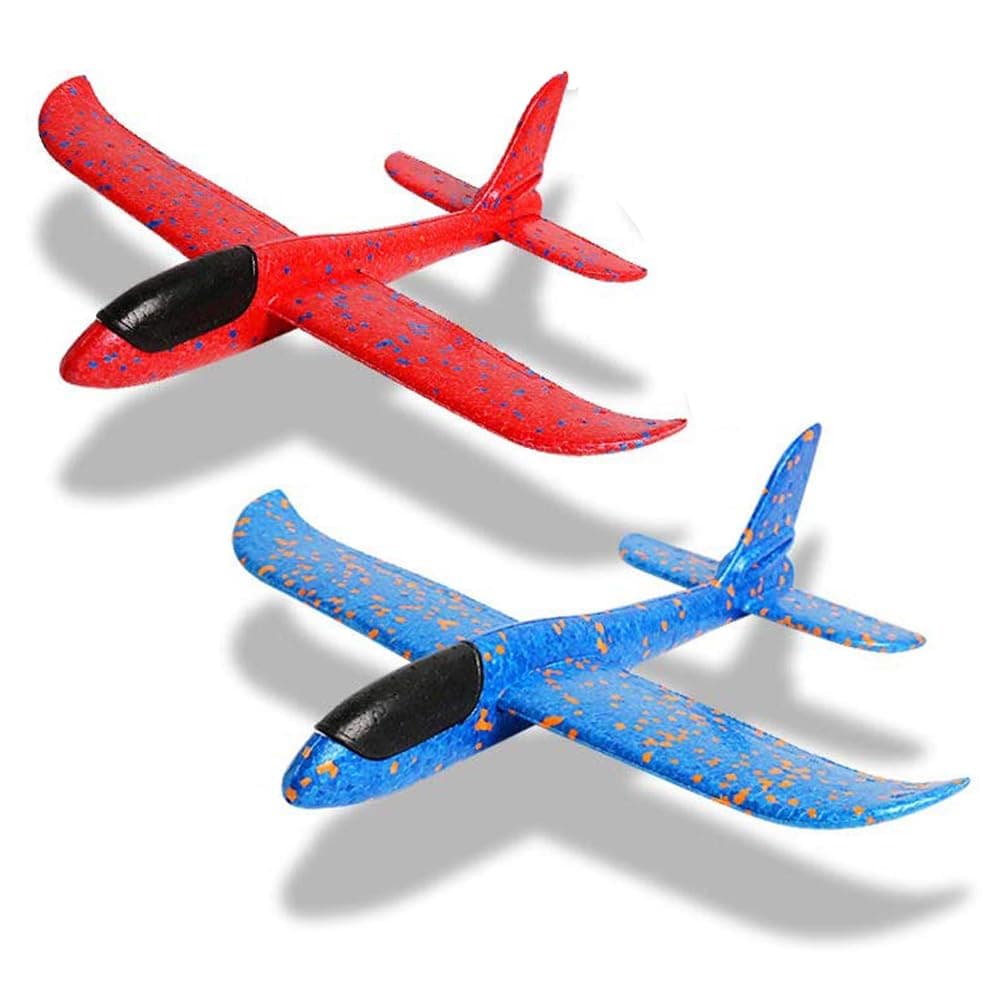 2 Pack Throwing Foam Airplanes, 17.5 Inches 2 Flight Mode Glider Inertia Planes Model, Manual Launch Epp Flying Aircraft Planes for Kids Outdoor Sport