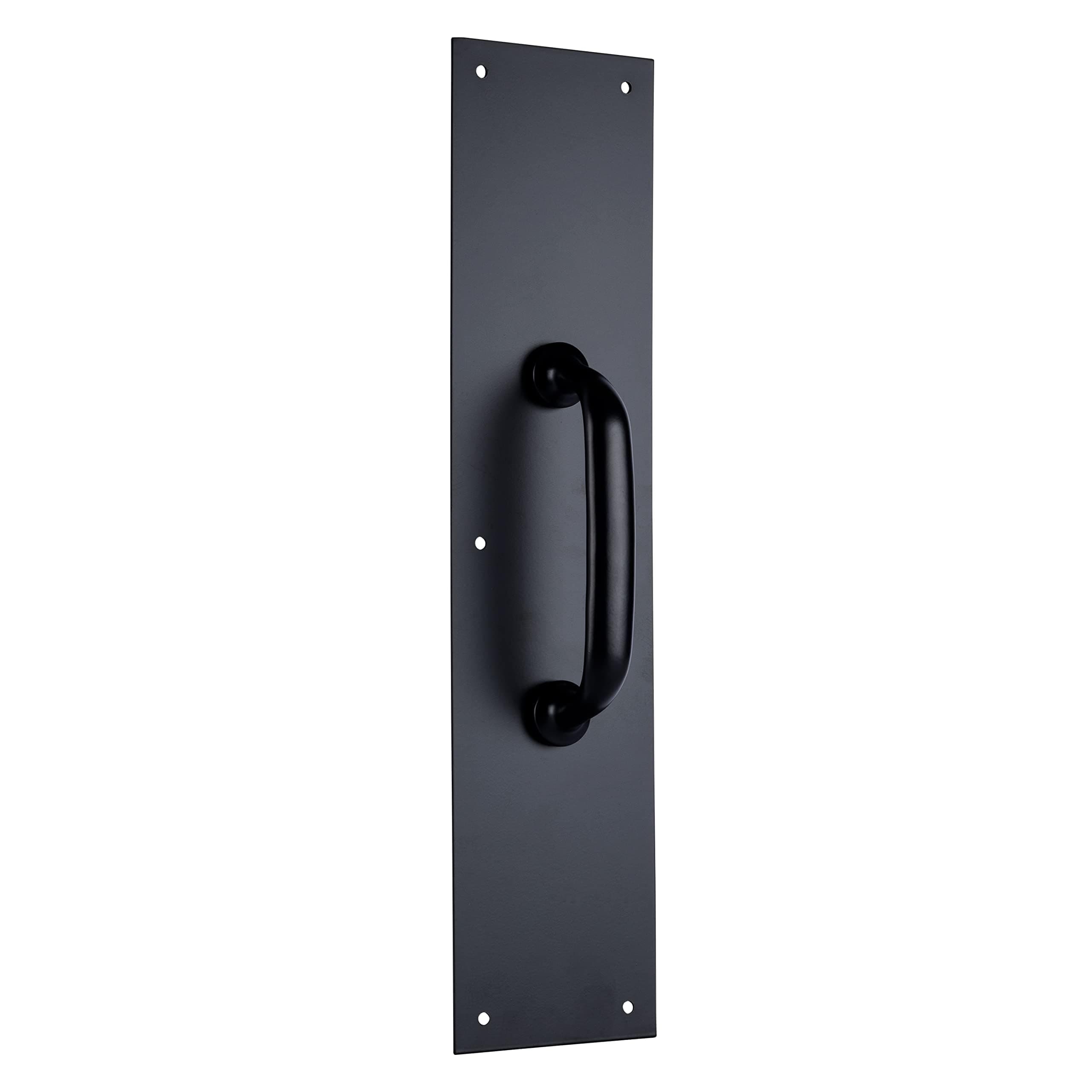 BRINKS Commercial - Commercial 15'' Pull Door Plate with Handle, Matte Black Finish - Rust and Corrosion Resistant Door Plate