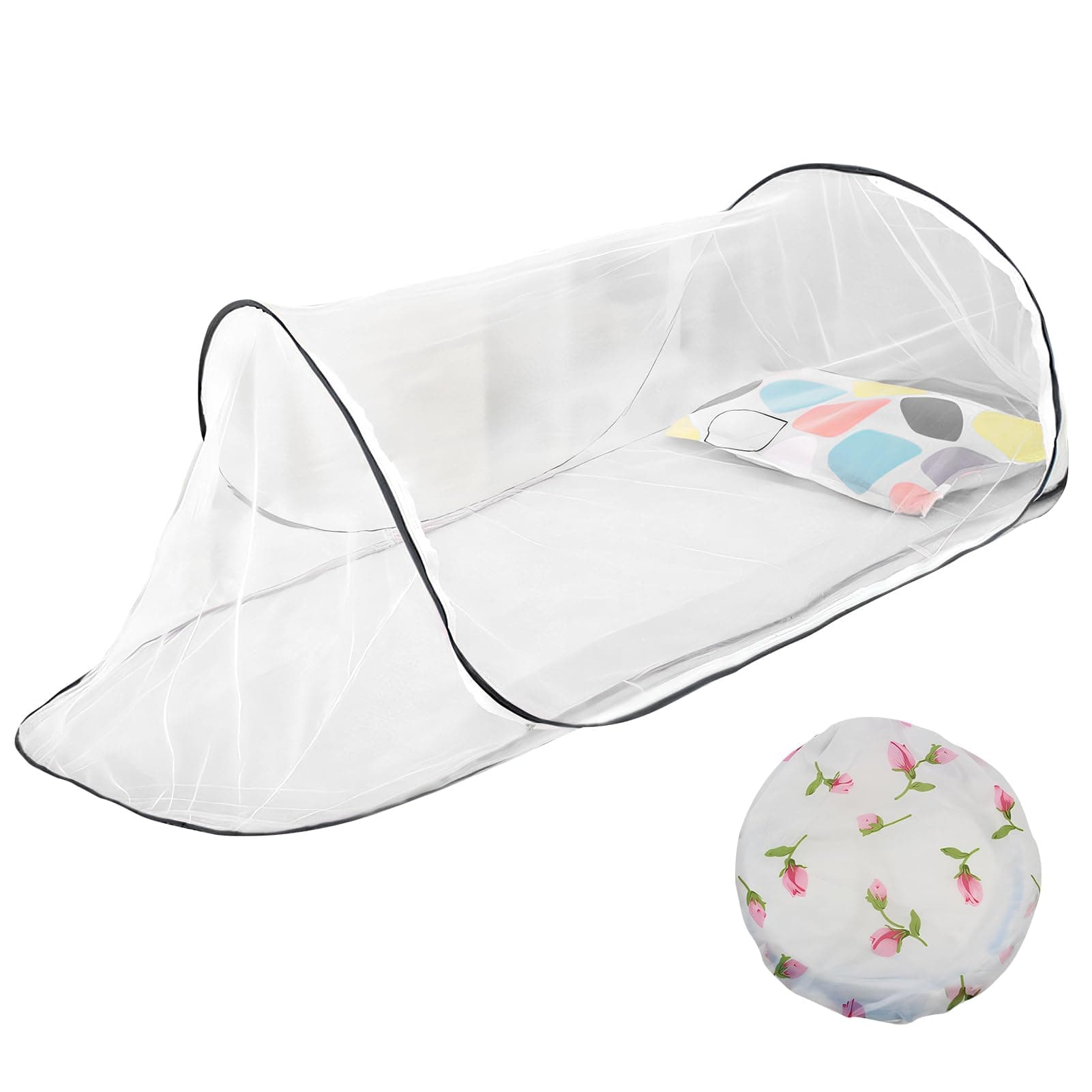 Lergas Mosquito Net Tent, Foldable Single Bed with Zip, Pop-Up Mosquito Net, Portable for Travel, Camping, Parks (A, 200 x 80 x 56 cm)