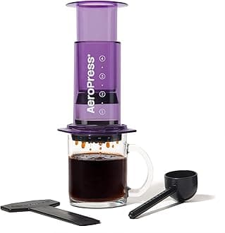 AeroPress Clear Coffee Press – 3 In 1 Brew Method Combines French Press, Pourover, Espresso, Full Bodied Coffee Without Grit or Bitterness, Small Portable Coffee Maker for Camping & Travel, Purple