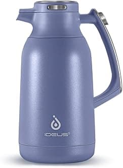 IDEUS 68 oz Stainless Steel Thermal Coffee Carafe, Double Wall Insulated Vacuum Flask, Water Coffee and Beverage Dispenser, 12 Hour Heat 24 Hour Cold Retention, Ocean Blue