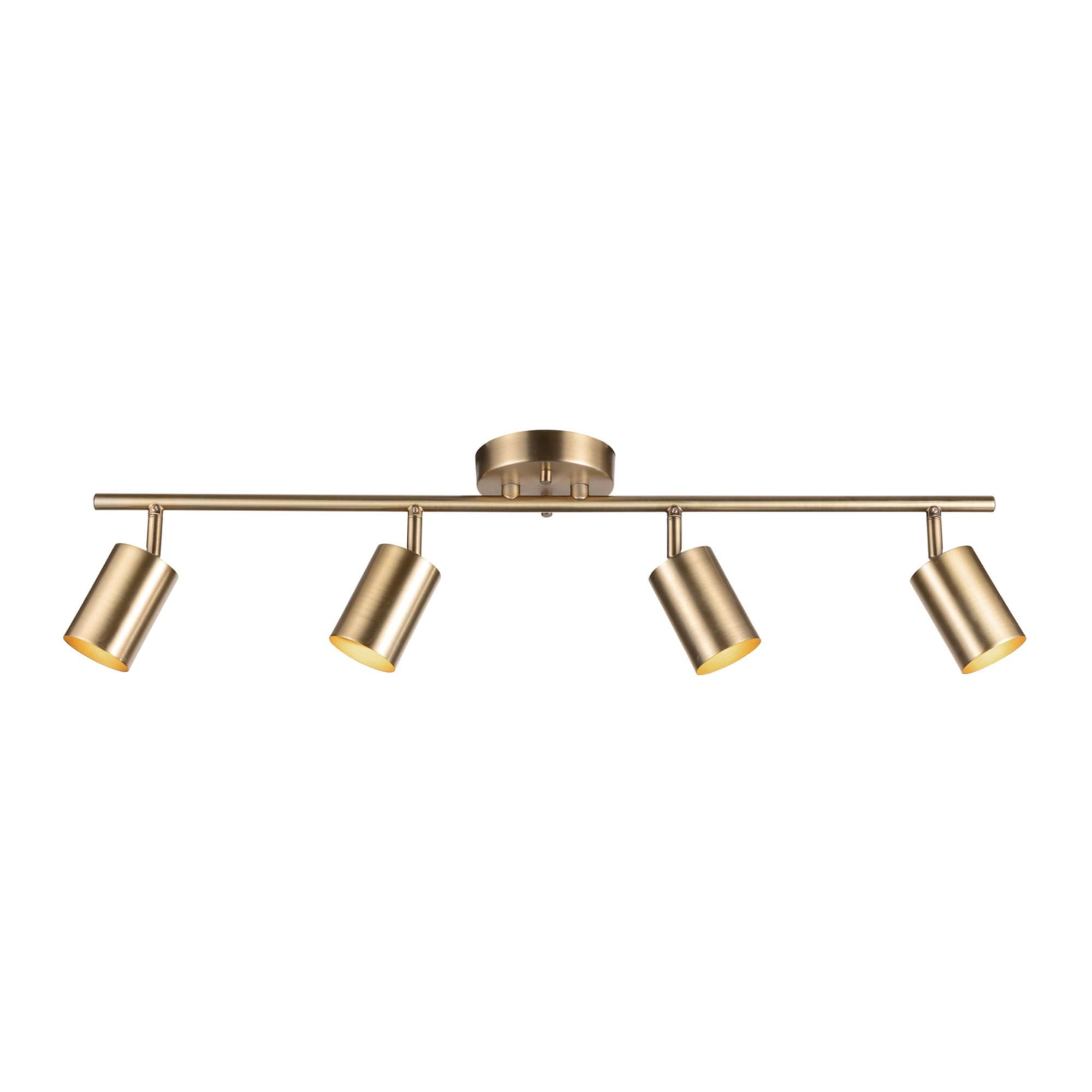 GLOBE Electric Pratt 4-Light Track Lighting Kit, Matte Brass, Rotatable Light Heads, 4 Way Ceiling Spotlight, Dimmable, Gold Track Light