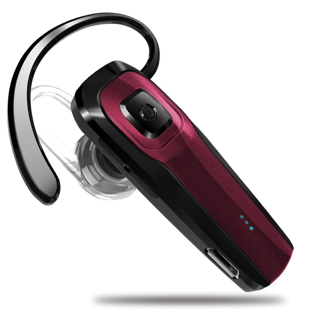 Bluetooth Earpiece, M26 Bluetooth Headset Handsfree Wireless Headphone with Noise Cancelling and Microphone Compatible for Android iPhone Cell Phone Laptop - Red