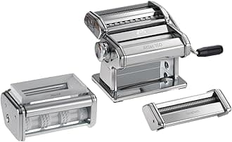 GS-PASTASET Pastaset, Manual Pasta Machine with Ravioli and Spaghetti Accessories Included, Silver, 20 x 20.7 x 15.5 cm