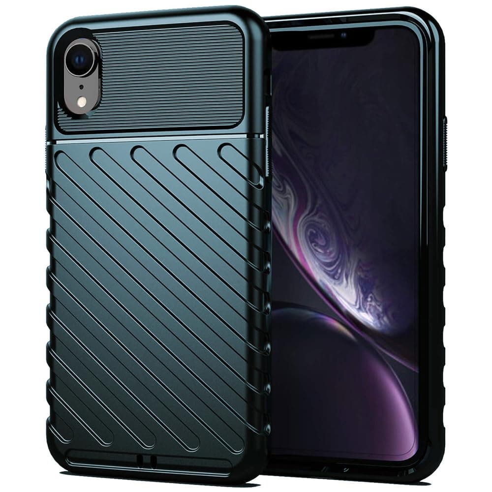 Amazon Brand - SolimoAmazon Brand- Solimo Basic Case for Apple iPhone XR (Carbon Fiber_Green)