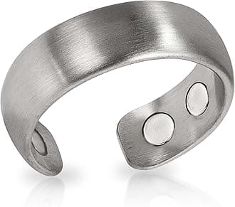 MagnetRX® Magnetic Ring - Elegant Stainless Steel Ring - Magnet Rings for Women & Men (Brushed Silver, Size: 8)