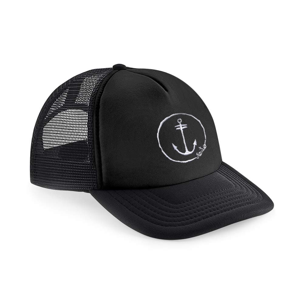VIENTO Anchor Logo Trucker Cap (Black, One Size)