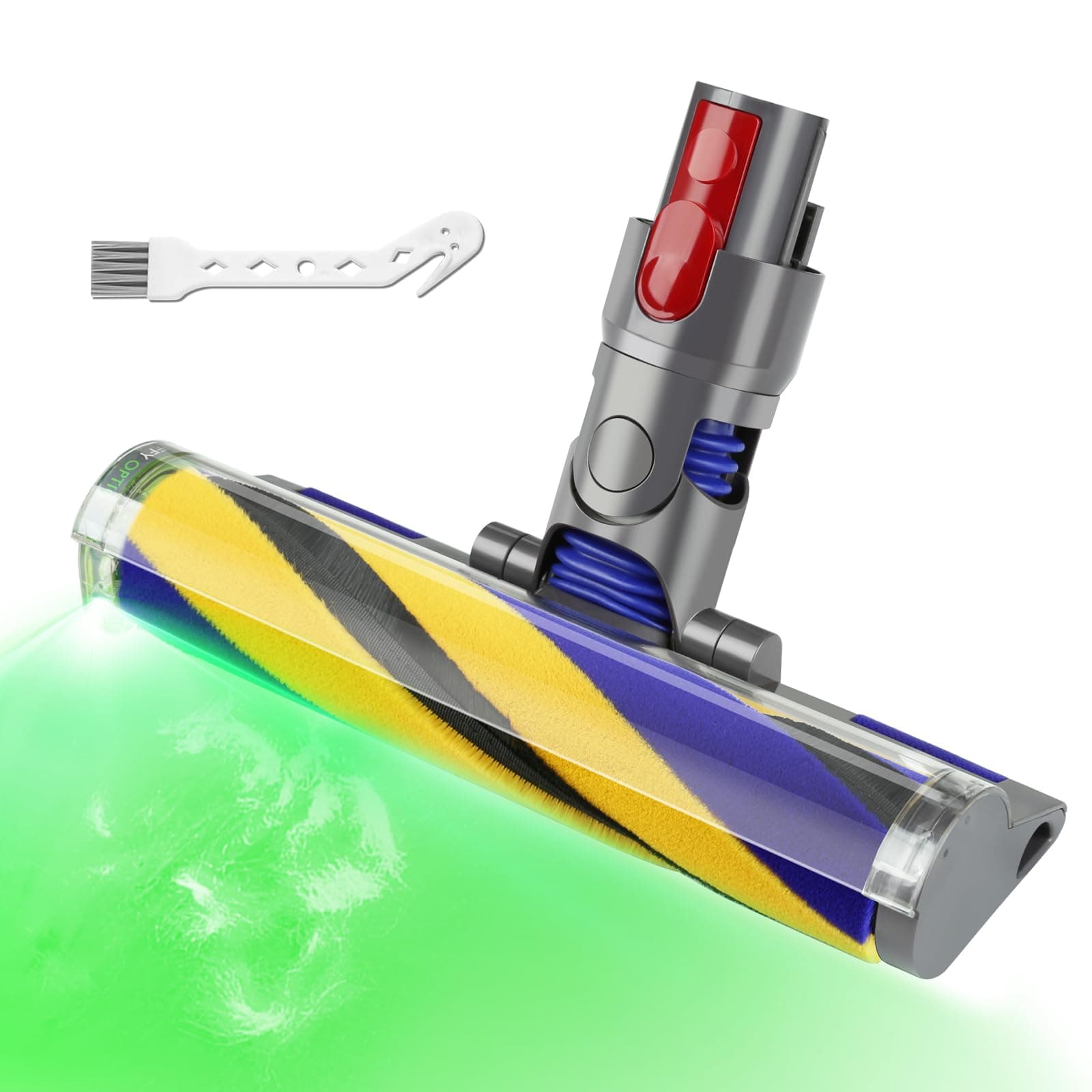 LED Fluffy Soft Cleaner Head Replacement for Dyson Vacuum V7 V8 V11 Animal V15 Detect V10 Cyclone, Upgrade LED Green Light Anti-Tangle Quick Release Vacuum Attachments Replacement Parts